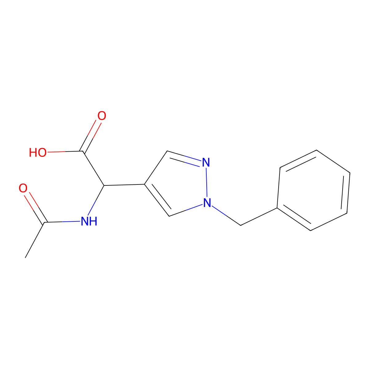 2-(1-benzyl-1H-pyrazol-4-yl)-2-acetamidoacetic acid molecular structure, CAS 2000524-94-5