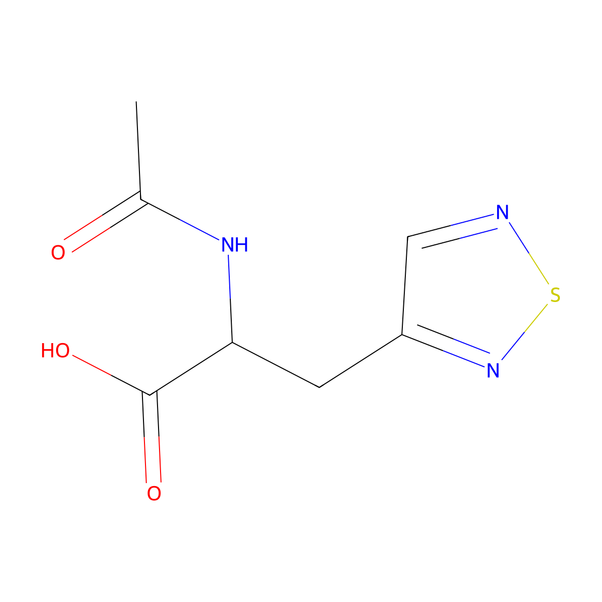 2-Acetamido-3-(1,2,5-thiadiazol-3-yl)propanoic acid molecular structure, CAS 2000571-76-4