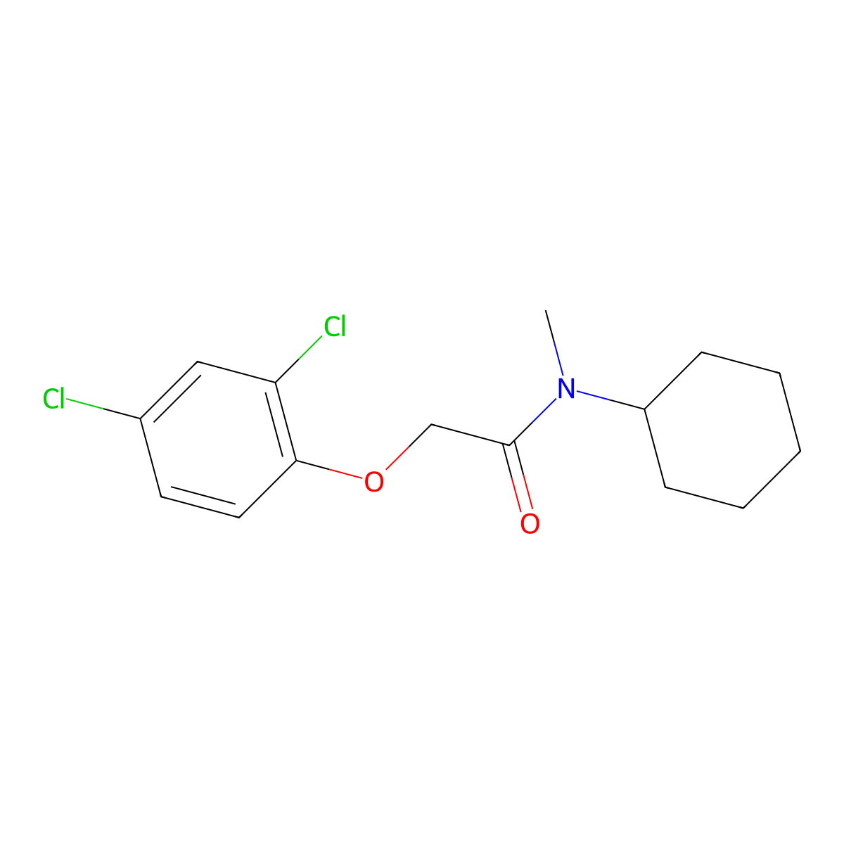 N-cyclohexyl-2-(2,4-dichlorophenoxy)-N-methylacetamide molecular structure, CAS 200058-38-4