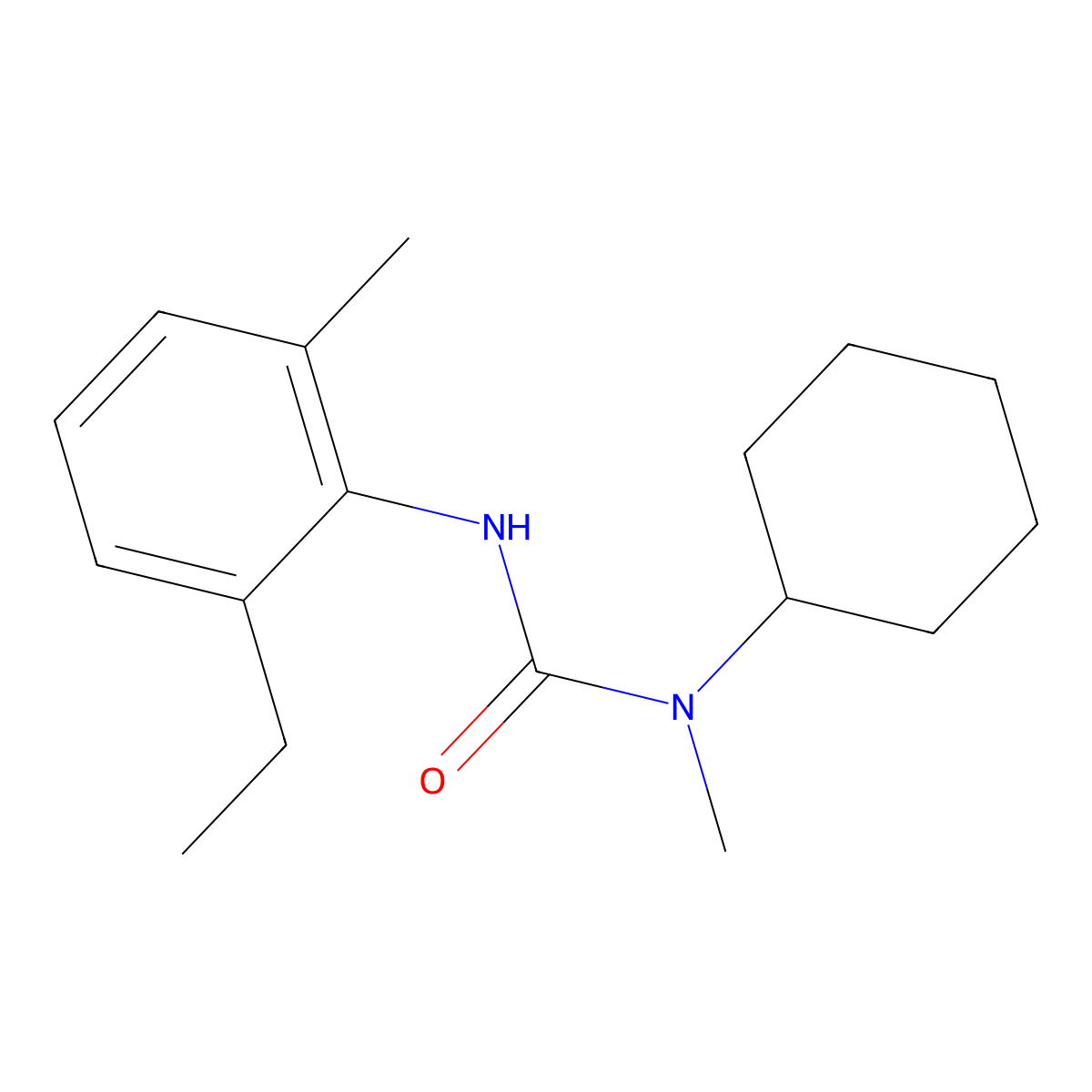 1-Cyclohexyl-3-(2-ethyl-6-methylphenyl)-1-methylurea molecular structure, CAS 200058-74-8