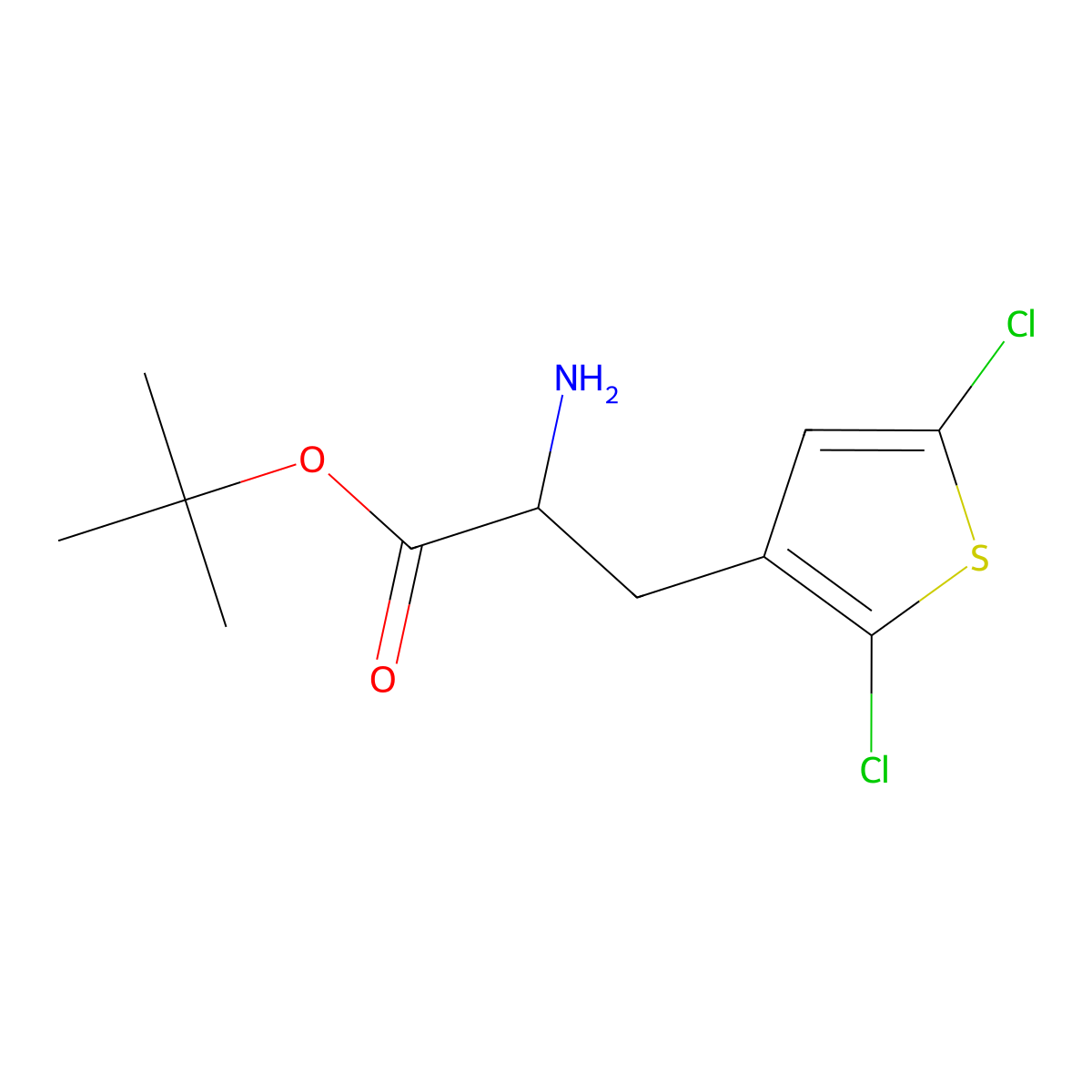 Tert-butyl 2-amino-3-(2,5-dichlorothiophen-3-yl)propanoate molecular structure, CAS 2000586-85-4
