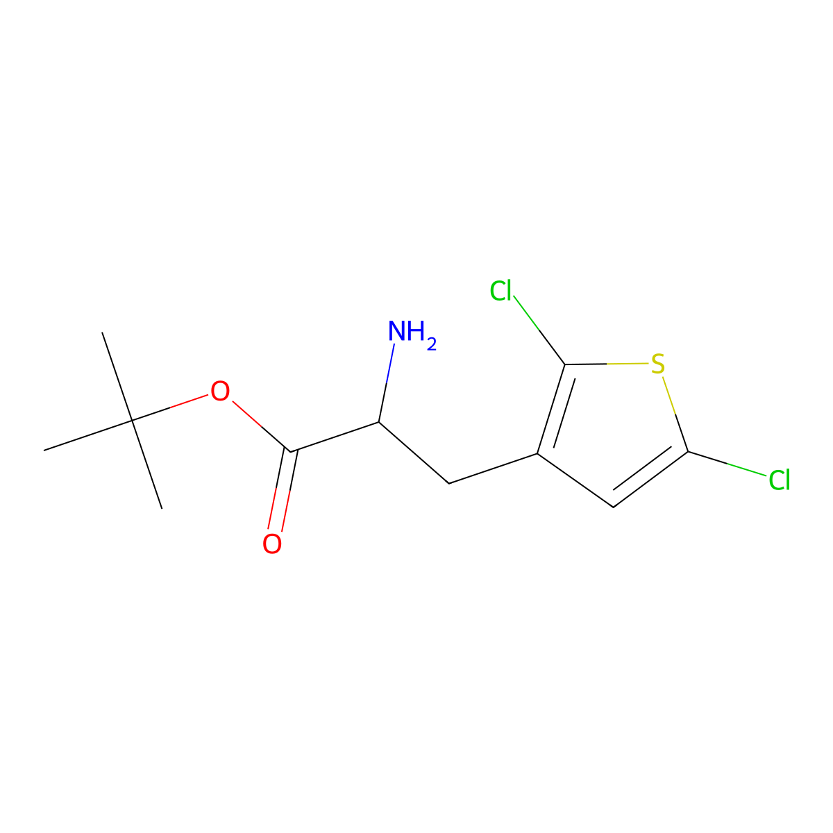 Tert-butyl 2-amino-3-(2,5-dichlorothiophen-3-yl)propanoate molecular structure, CAS 2000586-85-4