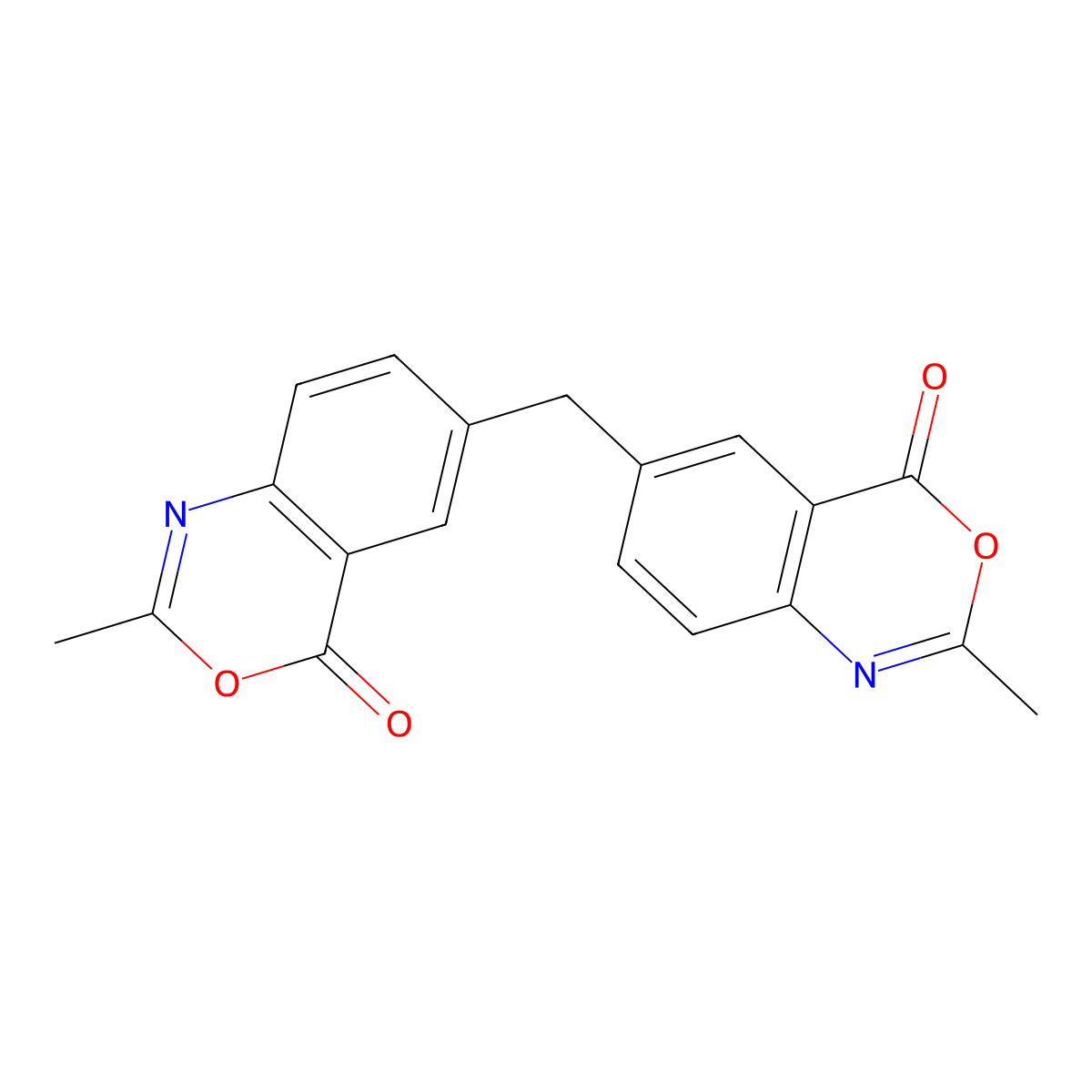 4H-3,1-Benzoxazin-4-one, 6,6'-methylenebis[2-methyl- molecular structure, CAS 20006-47-7