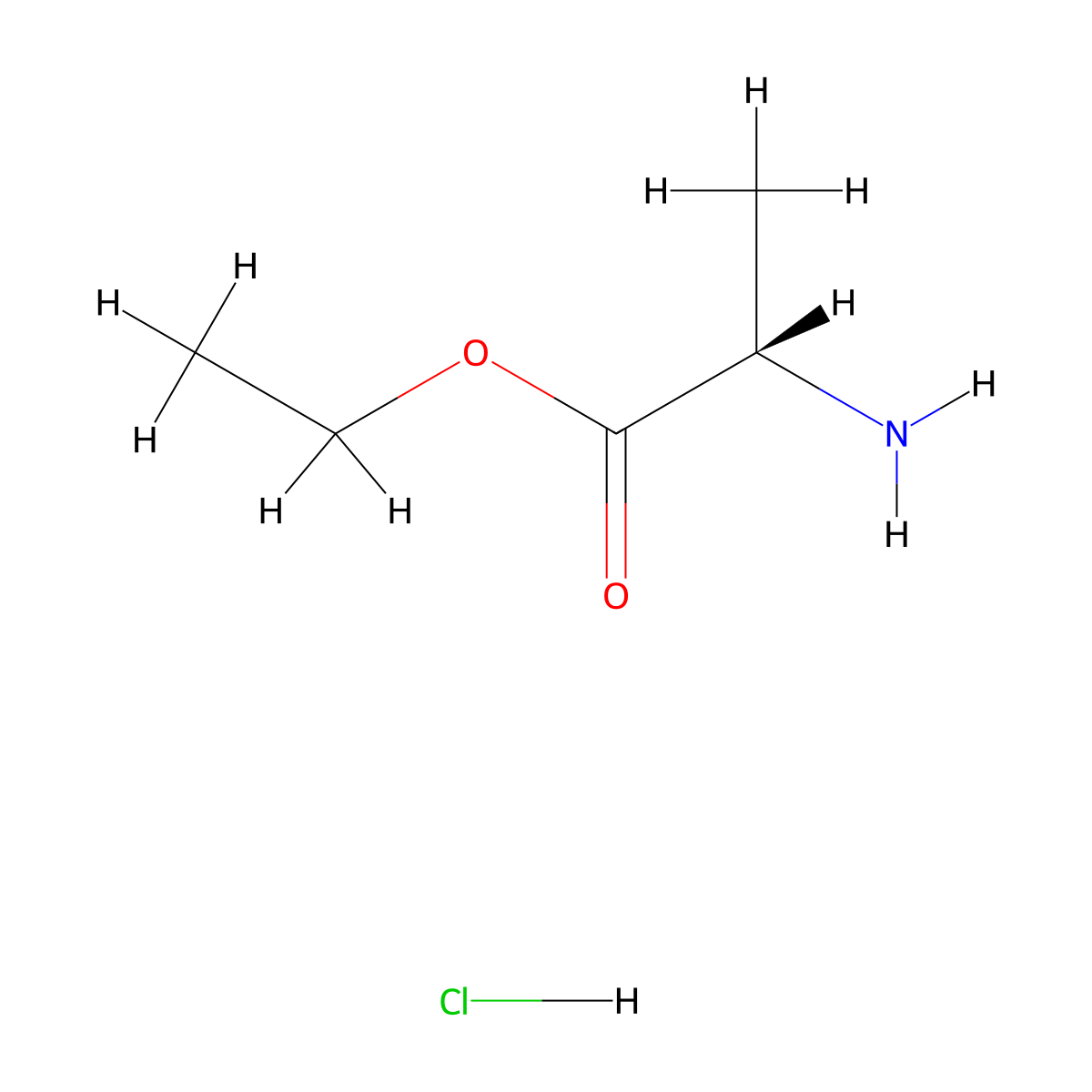 L-Alanine, ethyl ester, hydrochloride (1:1) molecular structure, CAS 200066-77-9