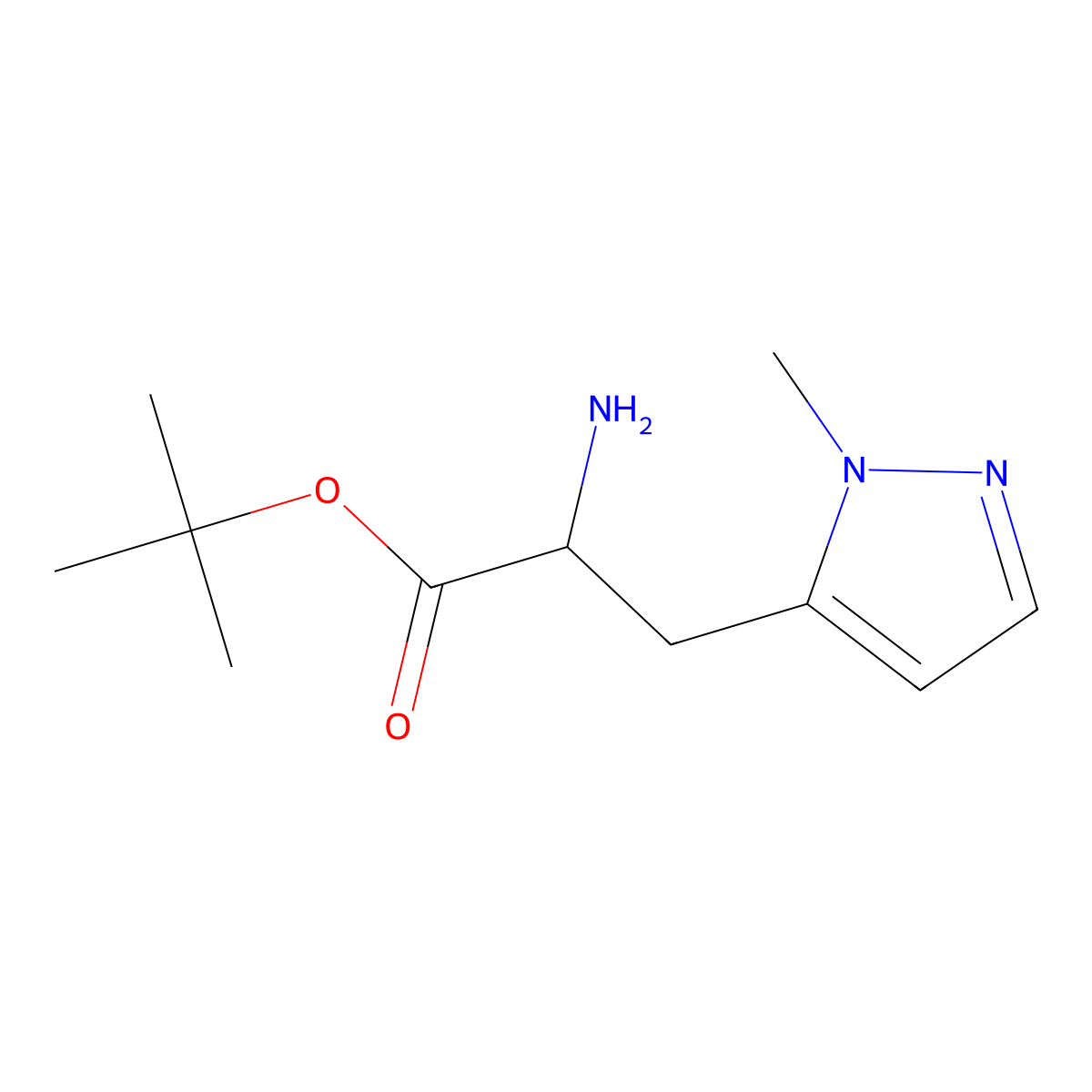 tert-butyl 2-amino-3-(1-methyl-1H-pyrazol-5-yl)propanoate molecular structure, CAS 2000686-73-5