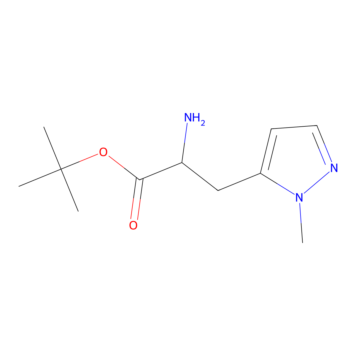 tert-butyl 2-amino-3-(1-methyl-1H-pyrazol-5-yl)propanoate molecular structure, CAS 2000686-73-5