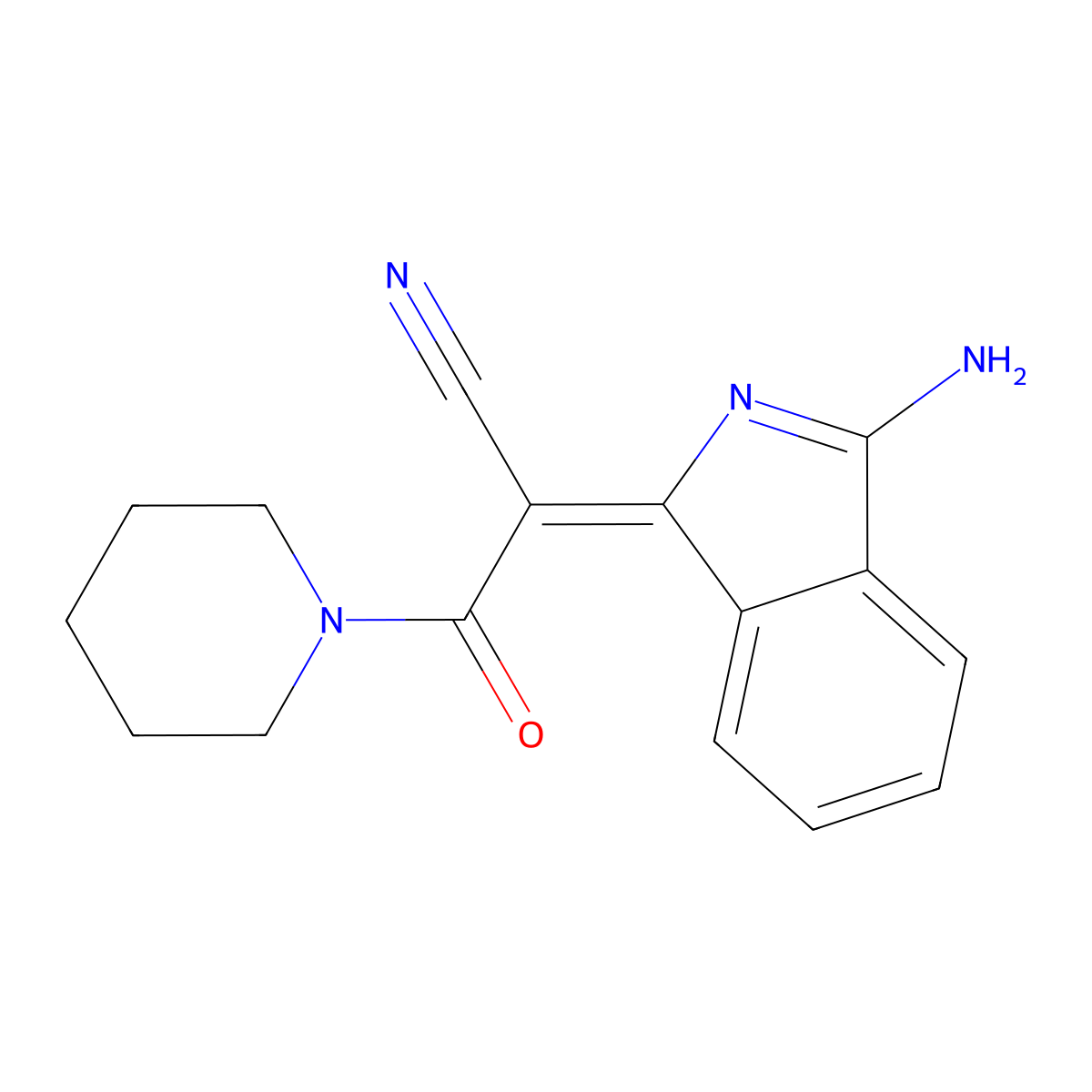 2-(3-amino-1H-isoindol-1-ylidene)-3-oxo-3-(piperidin-1-yl)propanenitrile molecular structure, CAS 200071-78-9