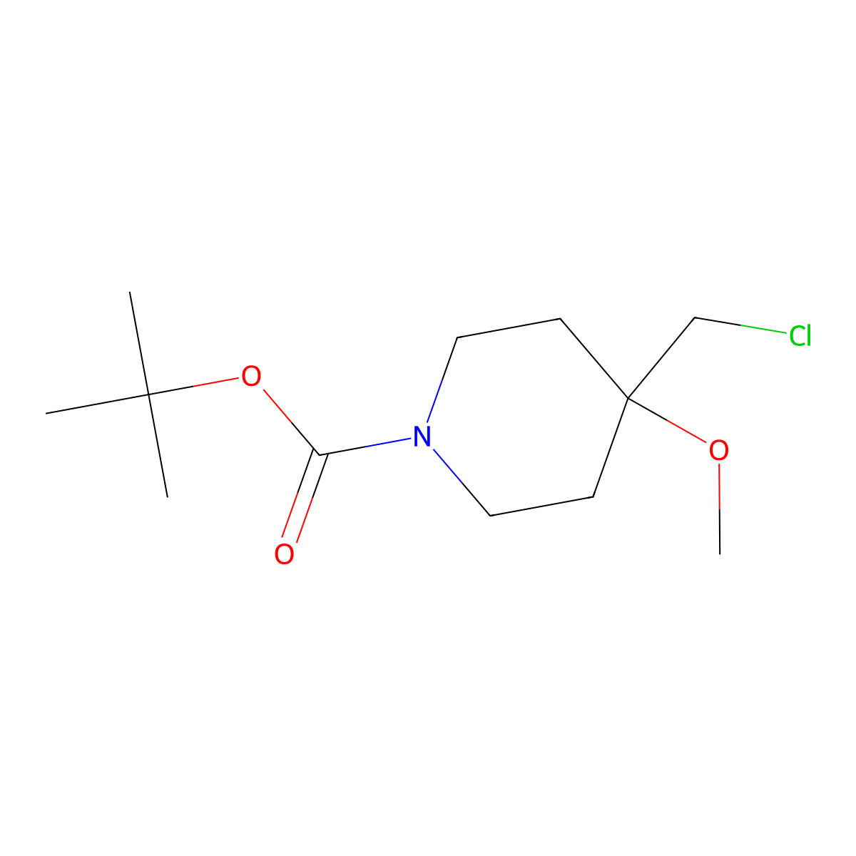 Tert-butyl 4-(chloromethyl)-4-methoxypiperidine-1-carboxylate molecular structure, CAS 2000740-67-8