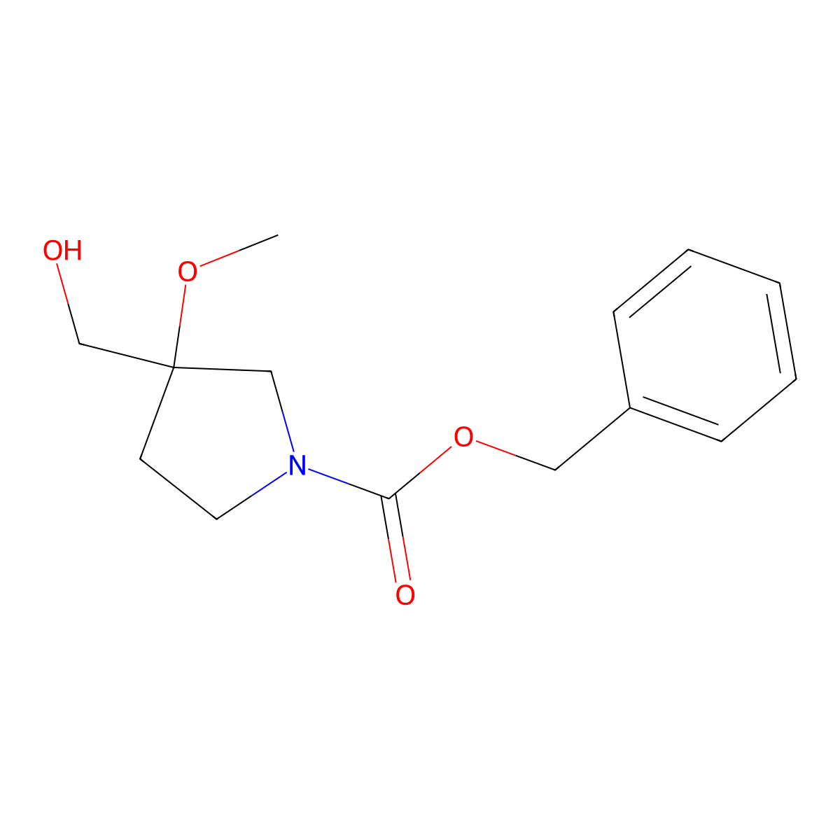Benzyl 3-(hydroxymethyl)-3-methoxypyrrolidine-1-carboxylate molecular structure, CAS 2000750-91-2