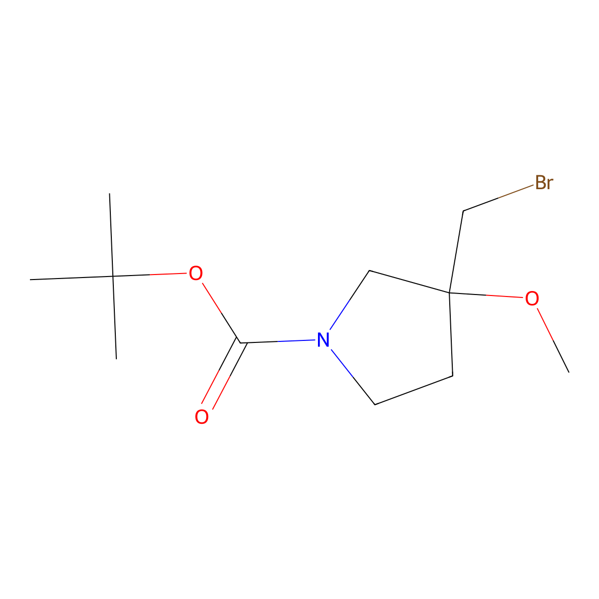 Tert-butyl 3-(bromomethyl)-3-methoxypyrrolidine-1-carboxylate molecular structure, CAS 2000852-61-7