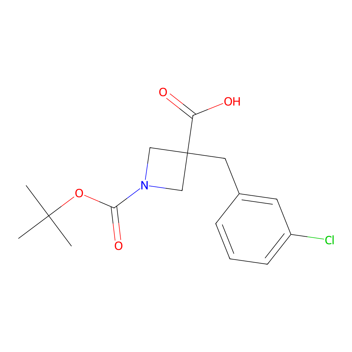 1-[(Tert-butoxy)carbonyl]-3-[(3-chlorophenyl)methyl]azetidine-3-carboxylic acid molecular structure, CAS 2000961-74-8
