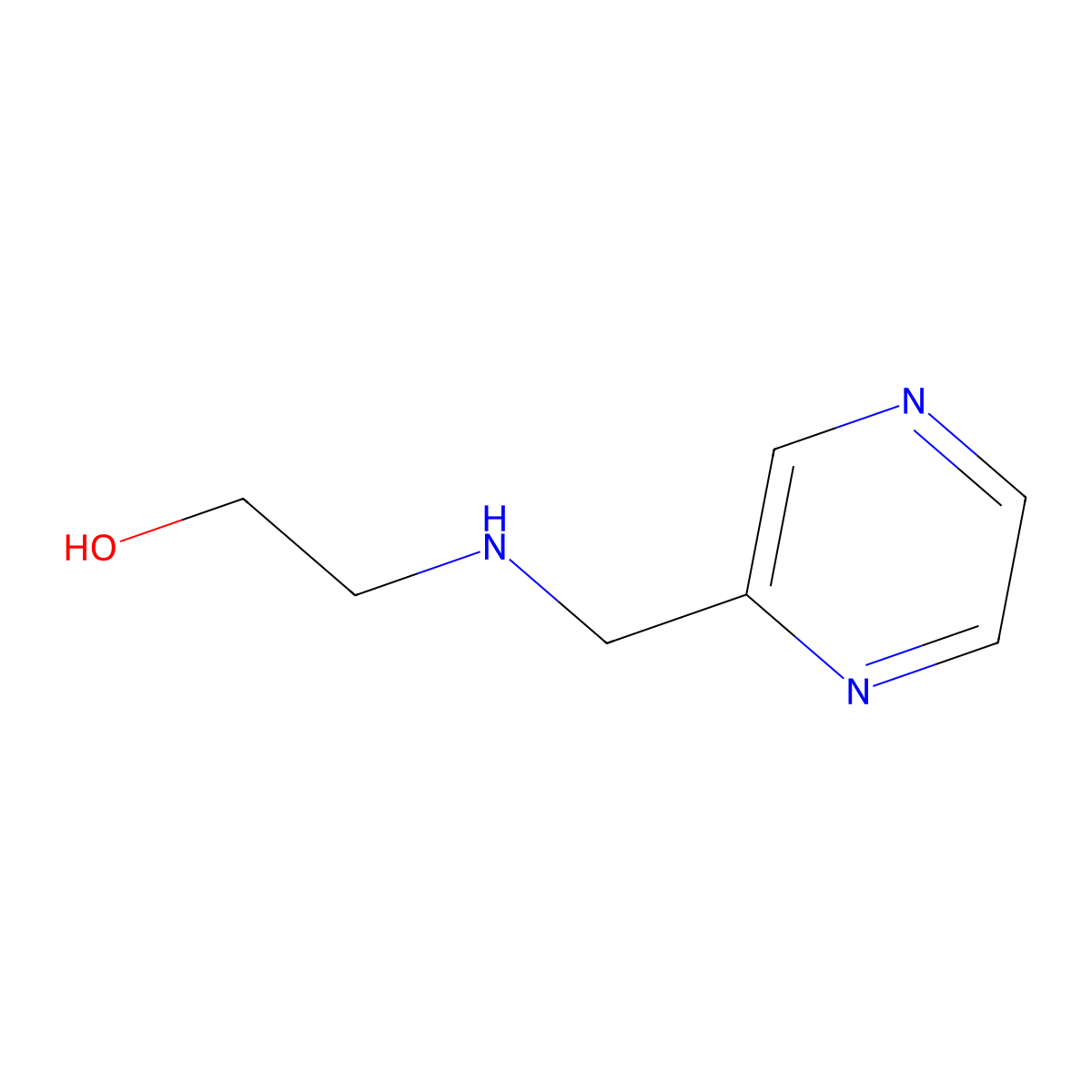 2-[(Pyrazin-2-ylmethyl)-amino]-ethanol molecular structure, CAS 20010-95-1