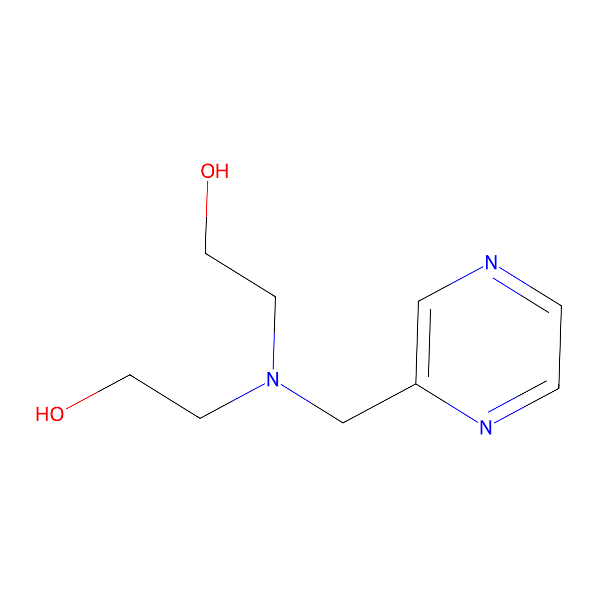 Ethanol, 2,2a(2)-[(pyrazinylmethyl)imino]di- molecular structure, CAS 20010-97-3