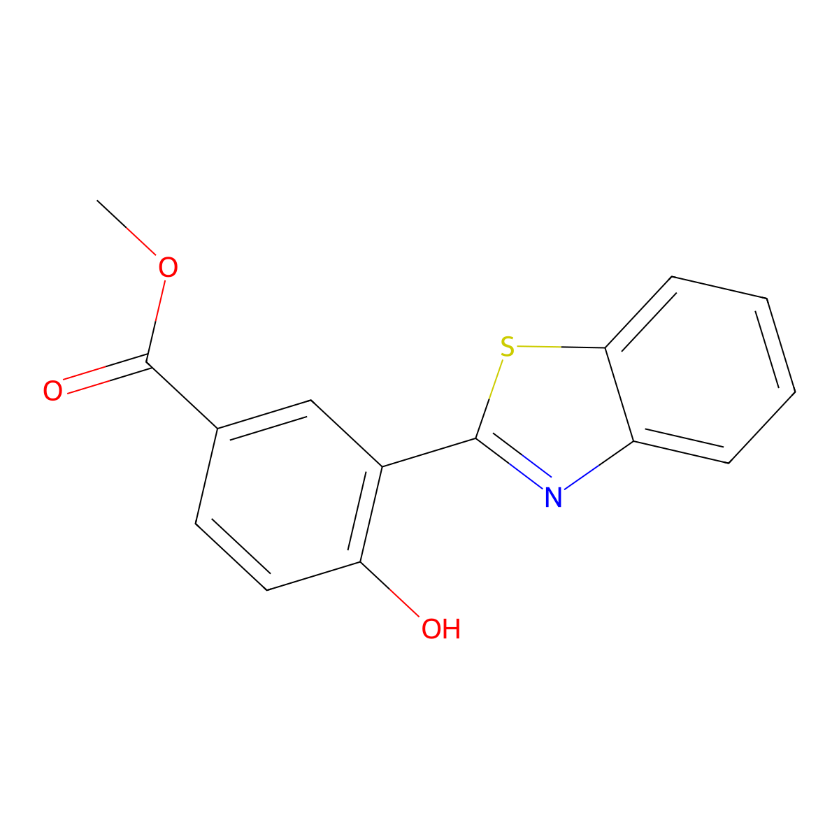 Methyl 3-(benzo[D]thiazol-2-YL)-4-hydroxybenzoate molecular structure, CAS 2001023-60-3