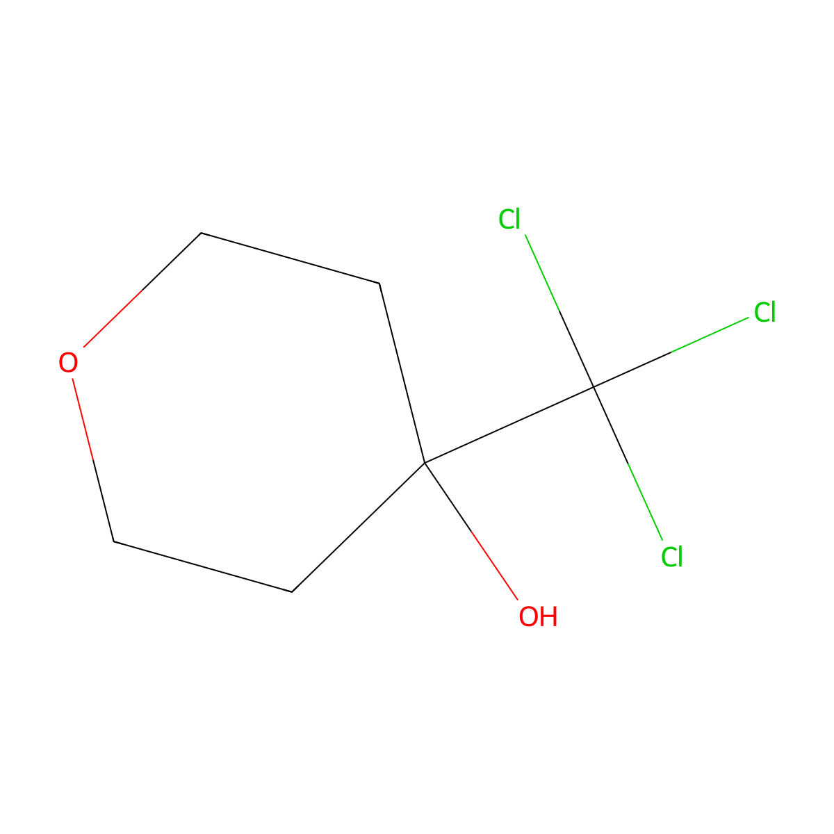 4-(Trichloromethyl)oxan-4-ol molecular structure, CAS 2001029-56-5
