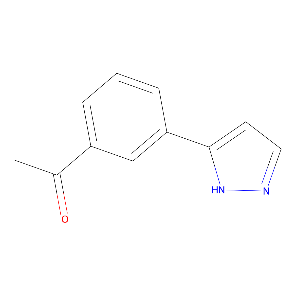 1-[3-(1H-pyrazol-3-yl)phenyl]ethan-1-one molecular structure, CAS 2001033-69-6