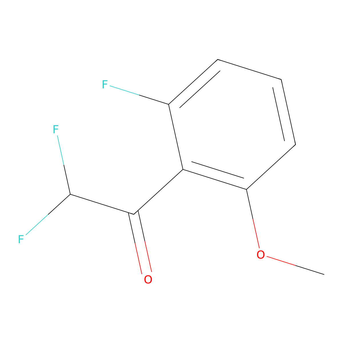 2,2-Difluoro-1-(2-fluoro-6-methoxyphenyl)ethan-1-one molecular structure, CAS 2001039-77-4
