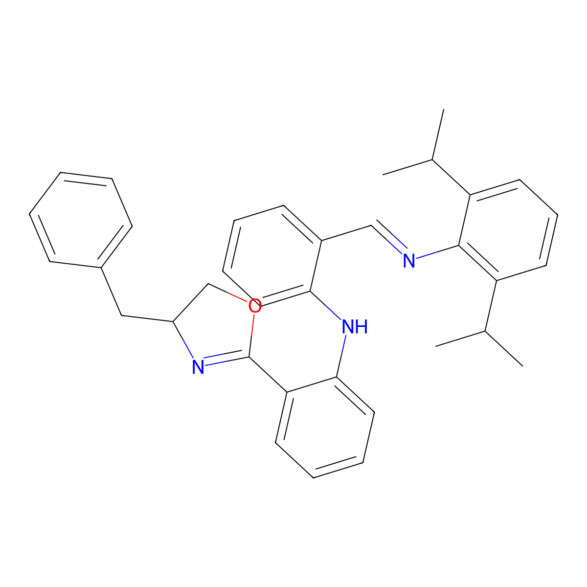 (R,E)-N-(2-((2-(4-Benzyl-4,5-dihydrooxazol-2-yl)phenyl)amino)benzylidene)-2,6-diisopropylaniline molecular structure, CAS 2001065-20-7