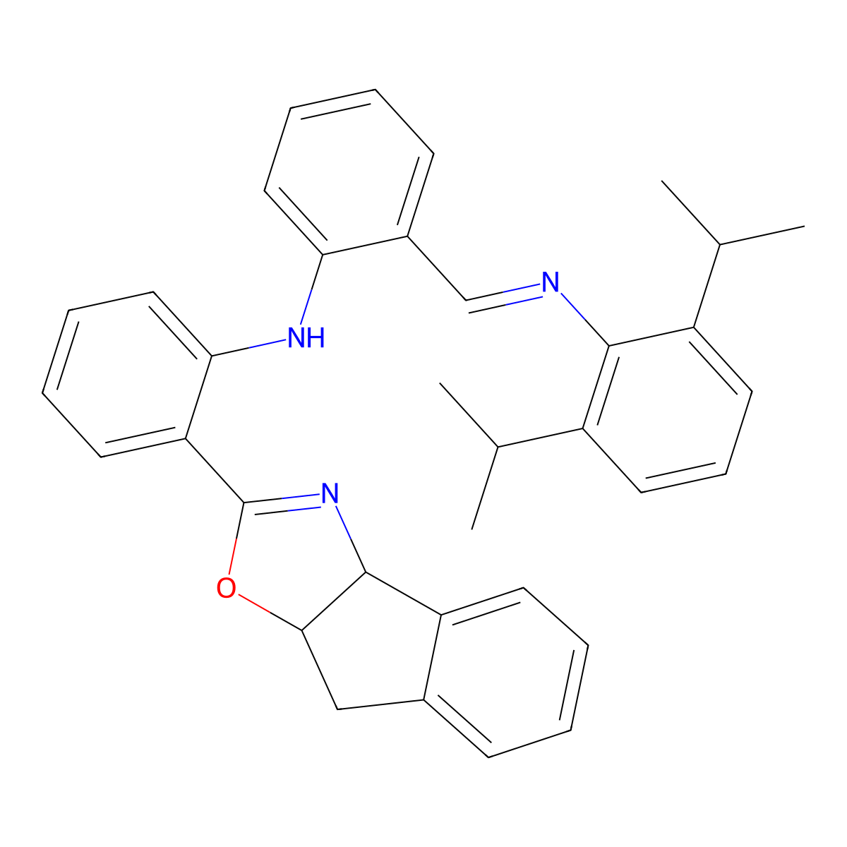 (E)-N-(2-((2-((3aS,8aR)-8,8a-Dihydro-3aH-indeno[1,2-d]oxazol-2-yl)phenyl)amino)benzylidene)-2,6-diisopropylaniline molecular structure, CAS 2001065-21-8