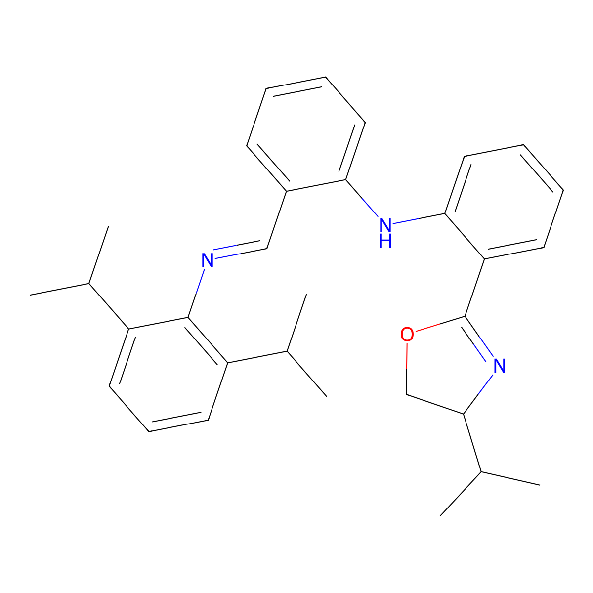 (S,E)-2,6-Diisopropyl-N-(2-((2-(4-isopropyl-4,5-dihydrooxazol-2-yl)phenyl)amino)benzylidene)aniline molecular structure, CAS 2001065-22-9
