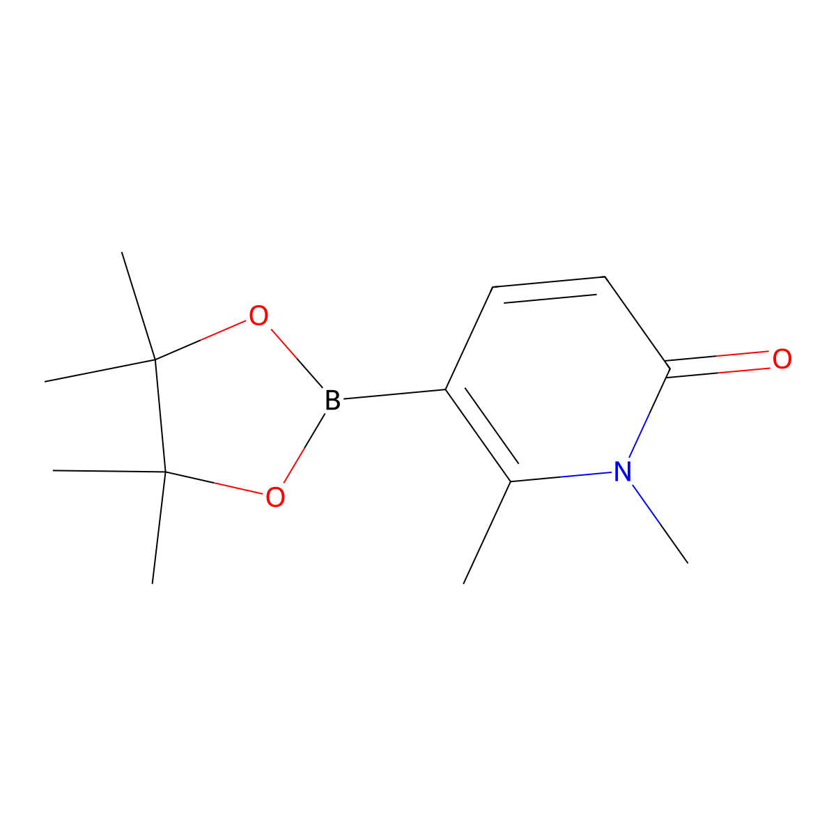 1,6-Dimethyl-5-(4,4,5,5-tetramethyl-1,3,2-dioxaborolan-2-yl)-1,2-dihydropyridin-2-one molecular structure, CAS 2001079-59-8