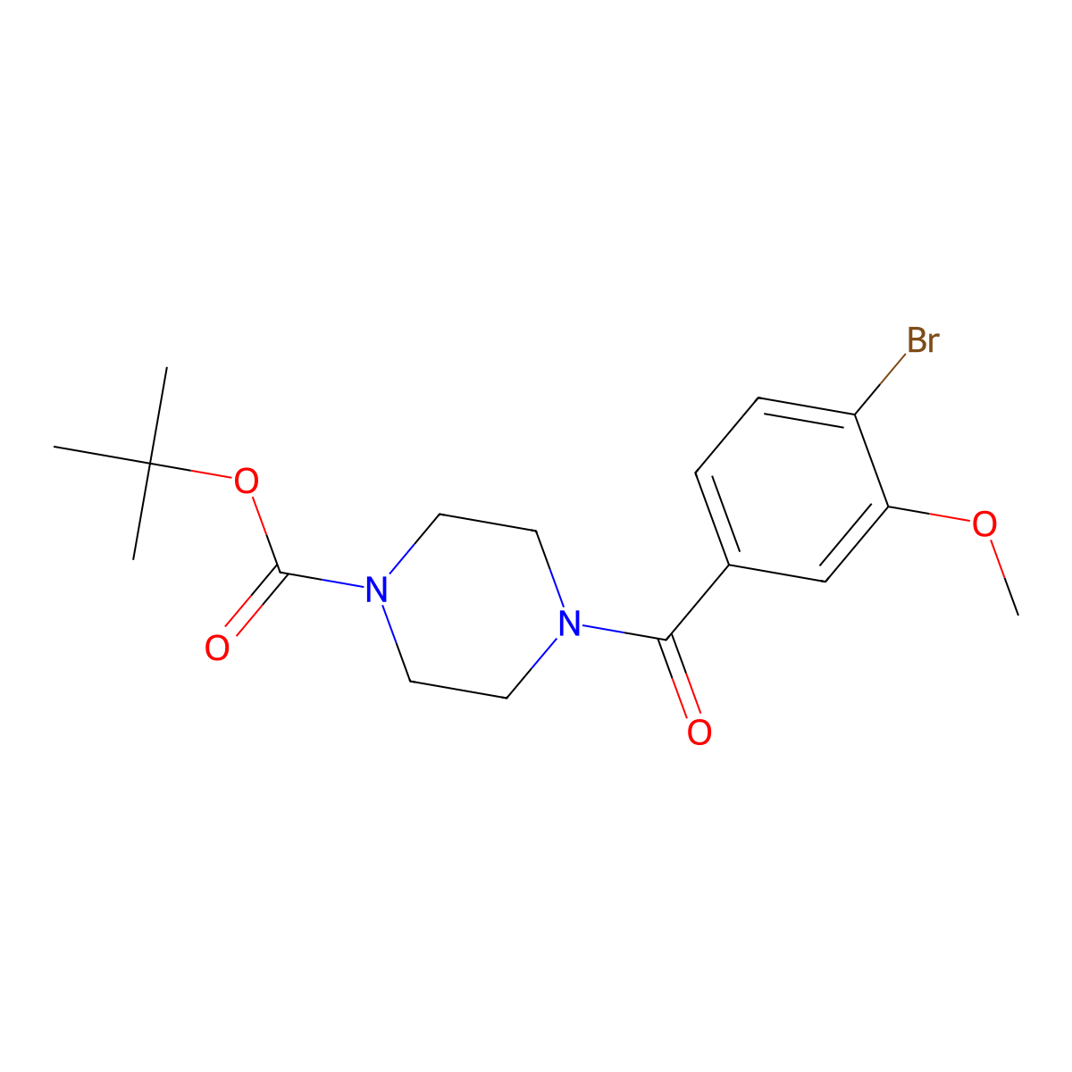 Tert-butyl 4-(4-bromo-3-methoxybenzoyl)piperazine-1-carboxylate molecular structure, CAS 2001083-50-5