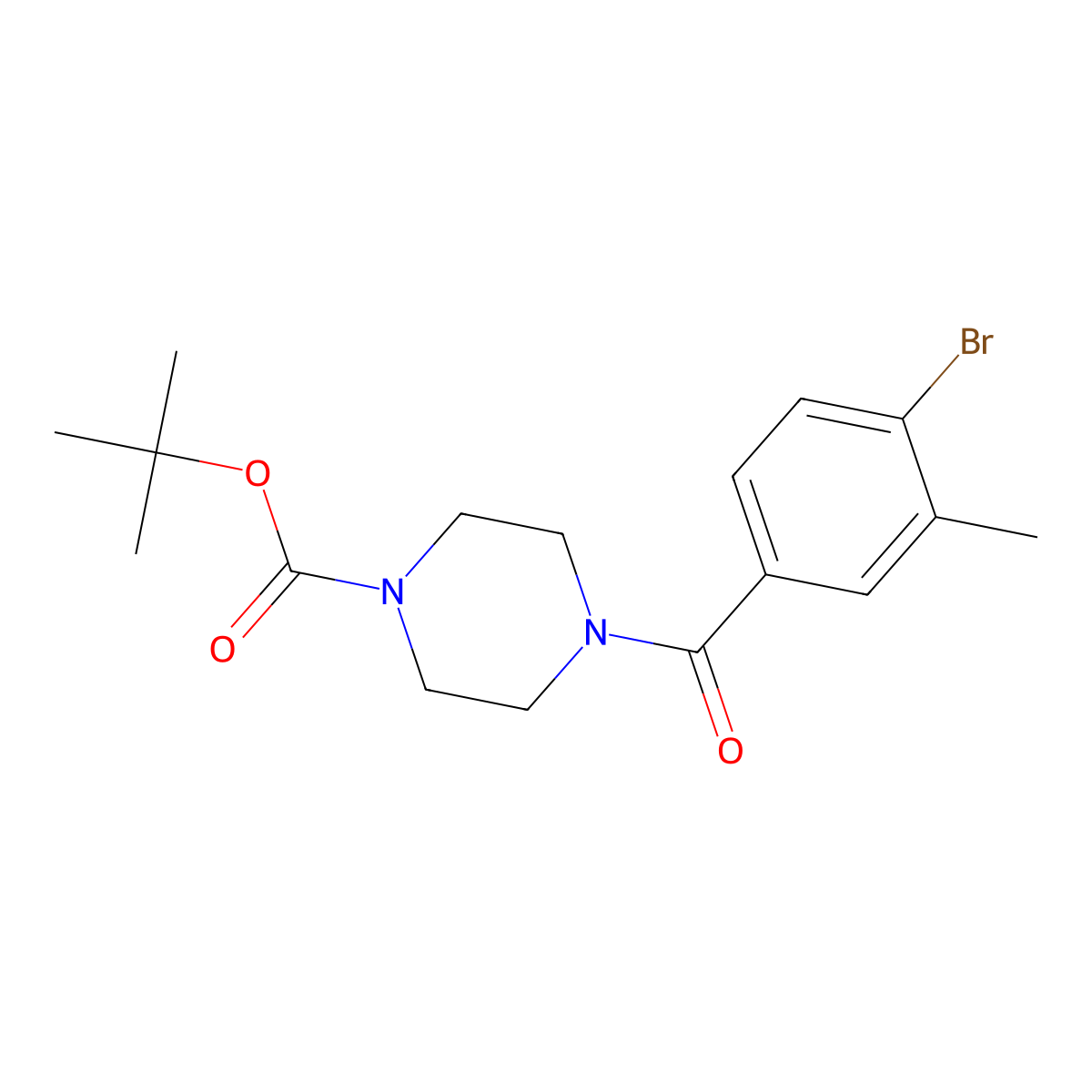 Tert-butyl 4-(4-bromo-3-methylbenzoyl)piperazine-1-carboxylate molecular structure, CAS 2001083-51-6