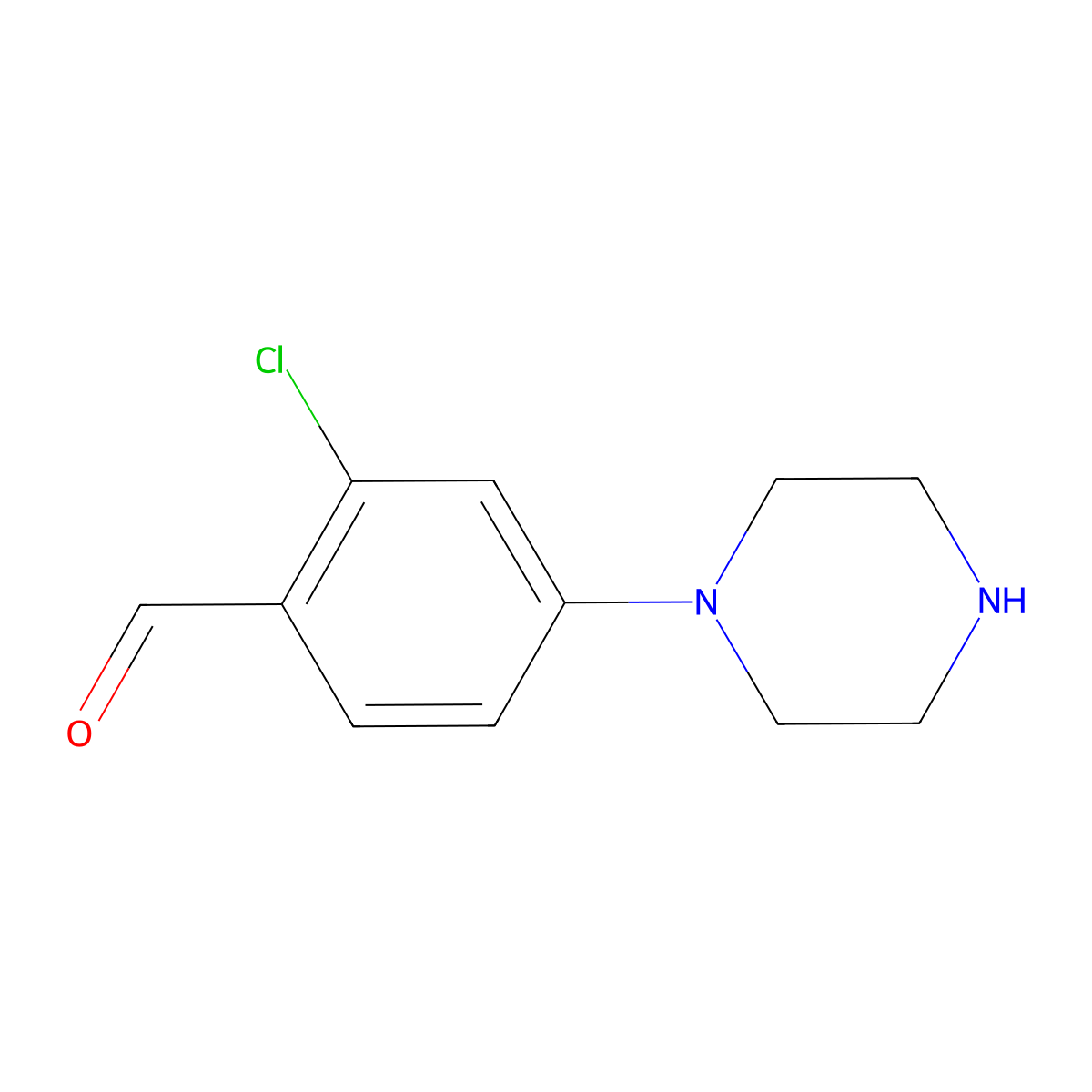 2-Chloro-4-(1-piperazinyl)-benzaldehyde molecular structure, CAS 20011-18-1