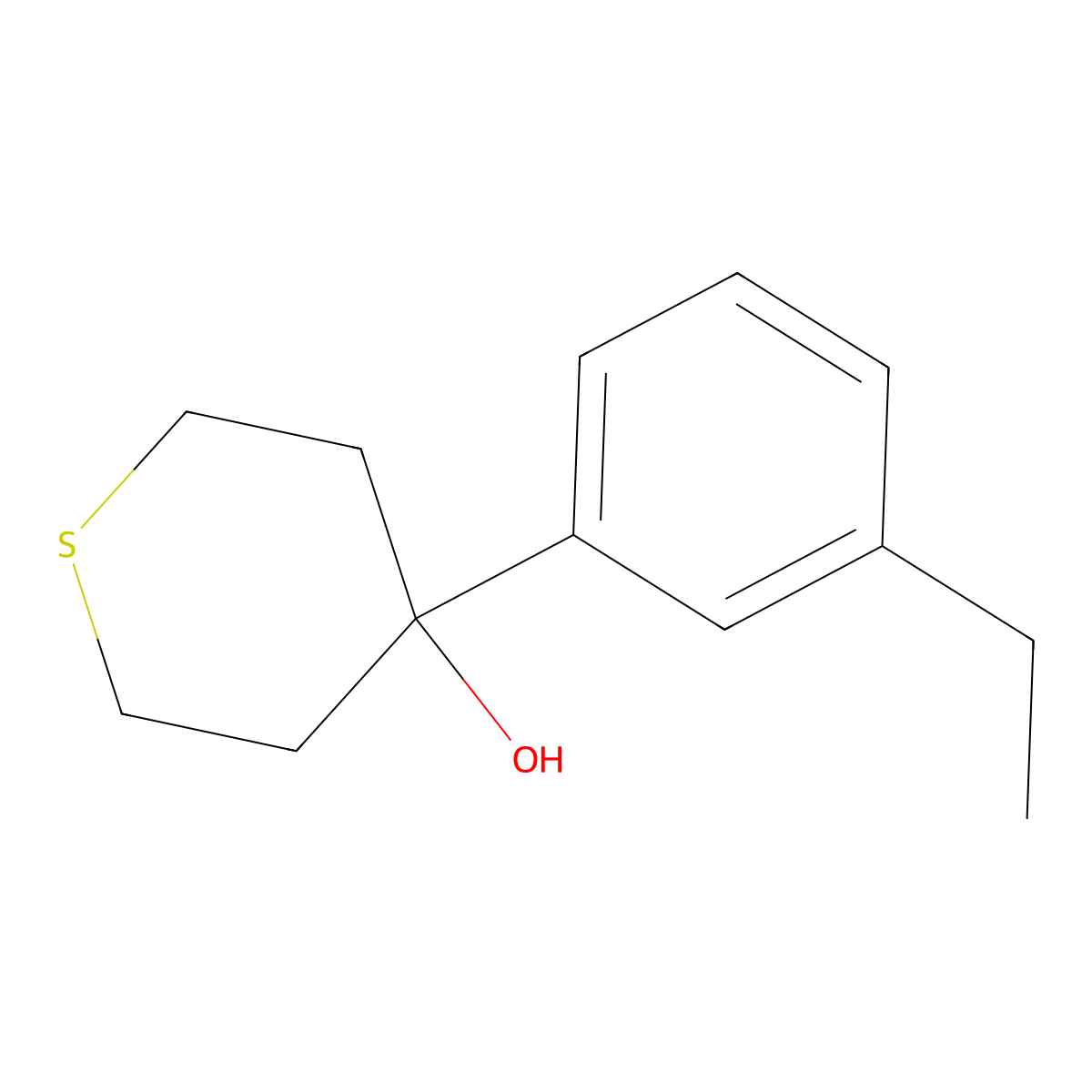4-(3-Ethylphenyl)tetrahydro-2H-thiopyran-4-ol molecular structure, CAS 2001127-08-6