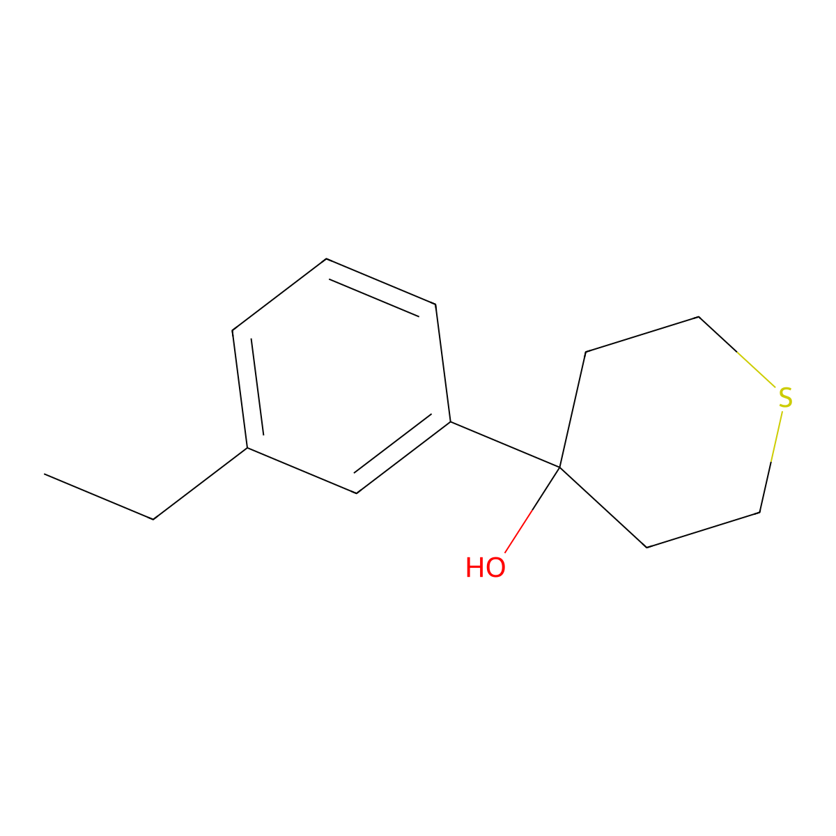 4-(3-Ethylphenyl)tetrahydro-2H-thiopyran-4-ol molecular structure, CAS 2001127-08-6