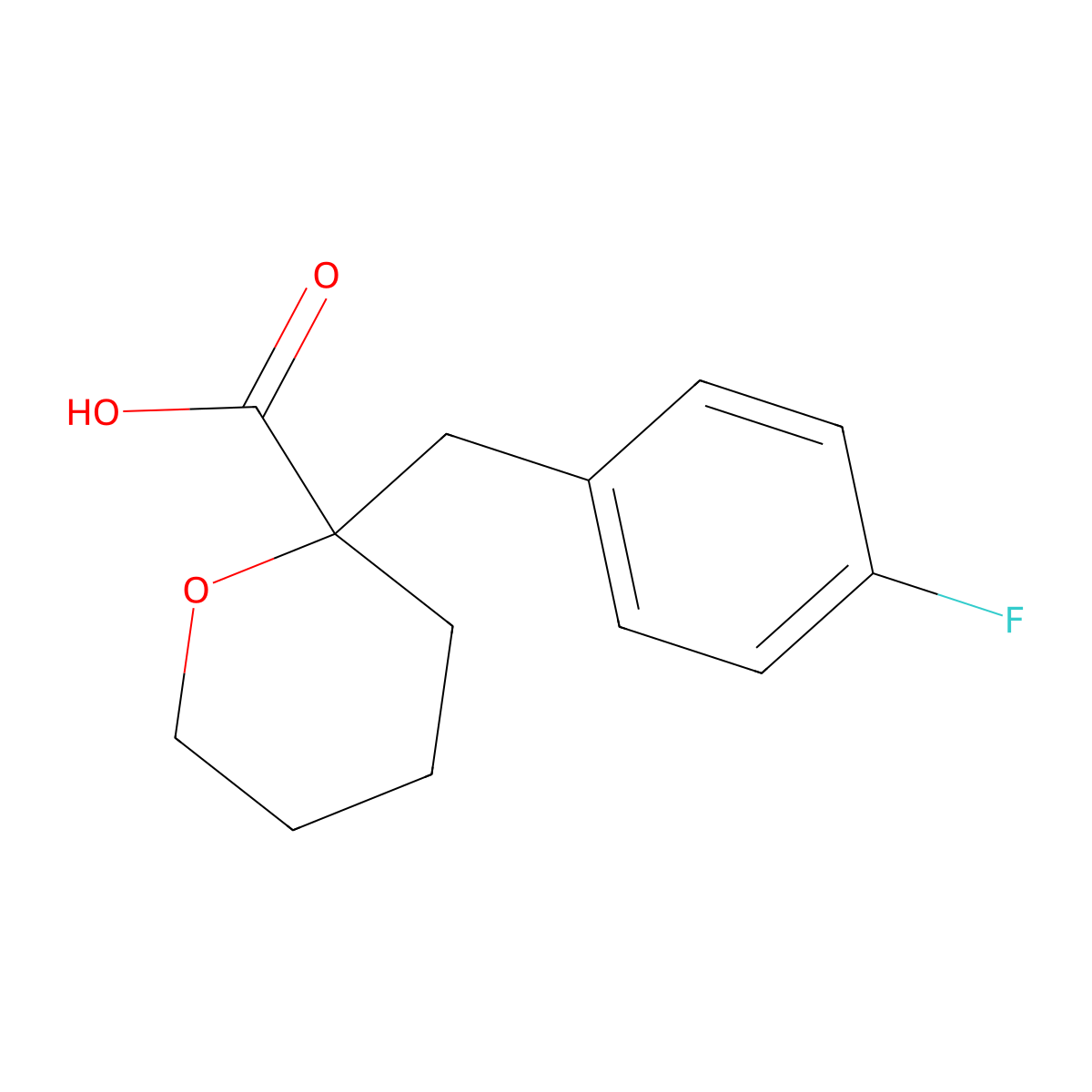 2-((4-Fluorophenyl)methyl)oxane-2-carboxylic acid molecular structure, CAS 2001207-98-1