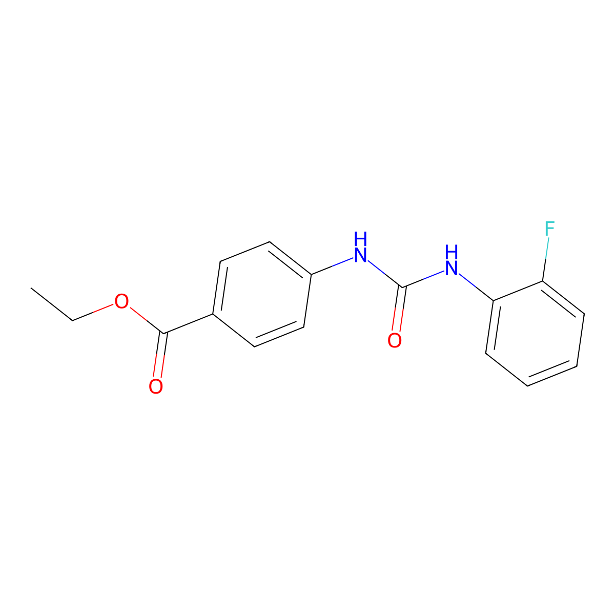 Ethyl 4-{[(2-fluorophenyl)carbamoyl]amino}benzoate molecular structure, CAS 200127-10-2