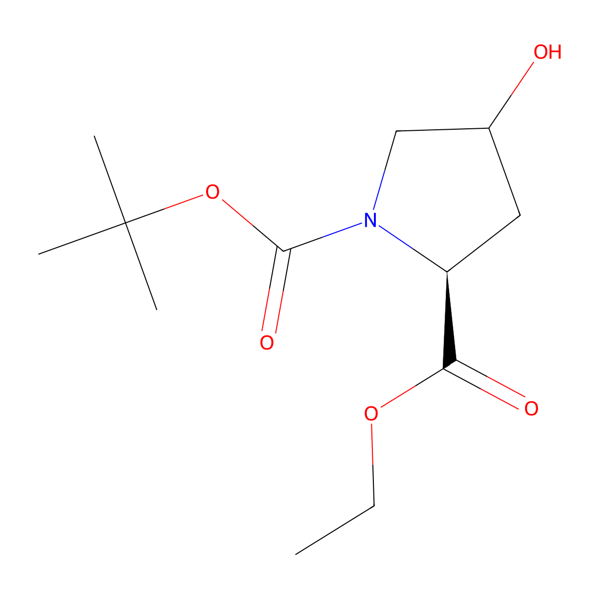 (2S)-1-tert-Butyl 2-ethyl 4-hydroxypyrrolidine-1,2-dicarboxylate molecular structure, CAS 200129-53-9