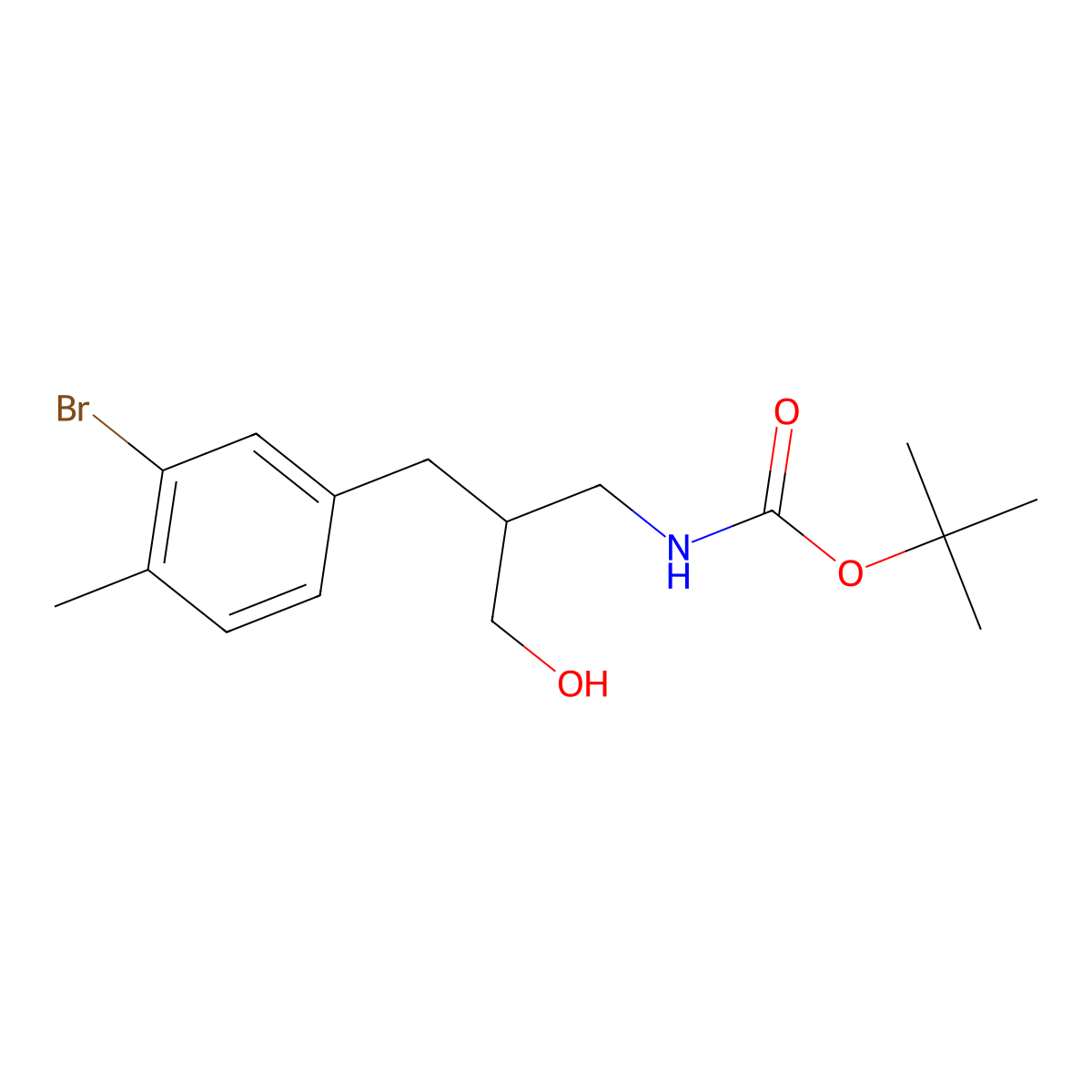 tert-butyl N-{2-[(3-bromo-4-methylphenyl)methyl]-3-hydroxypropyl}carbamate molecular structure, CAS 2001356-45-0