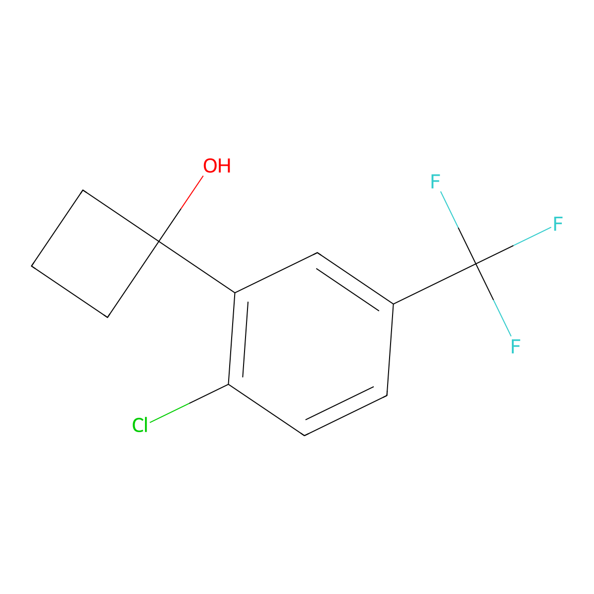 1-(2-Chloro-5-(trifluoromethyl)phenyl)cyclobutanol molecular structure, CAS 2001410-60-0