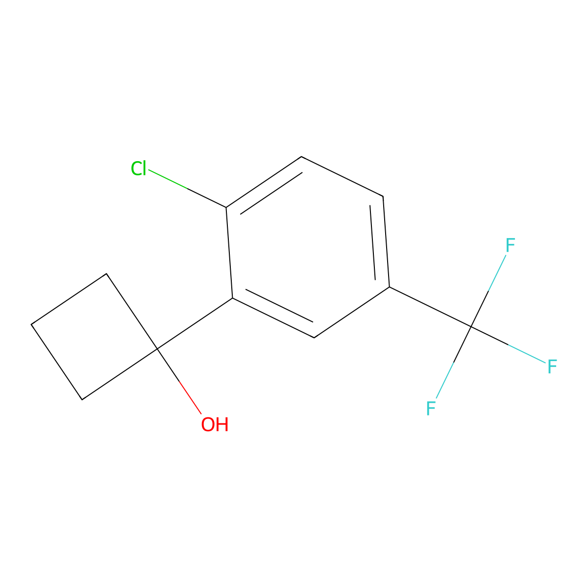 1-(2-Chloro-5-(trifluoromethyl)phenyl)cyclobutanol molecular structure, CAS 2001410-60-0