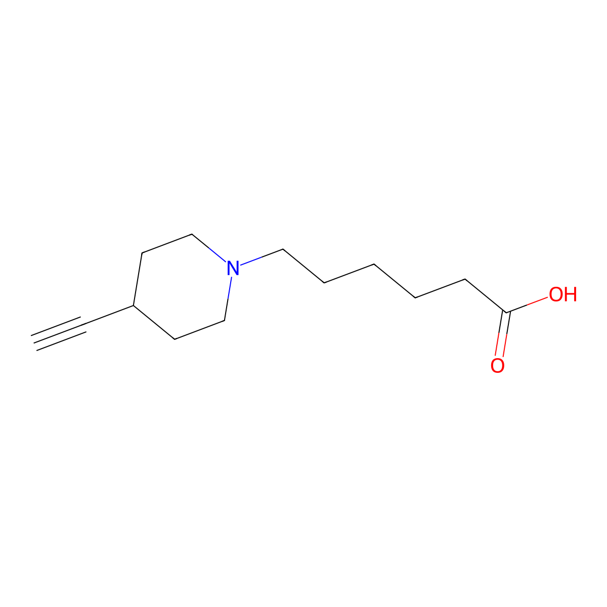 6-(4-Ethynylpiperidin-1-yl)hexanoic acid molecular structure, CAS 2001529-13-9
