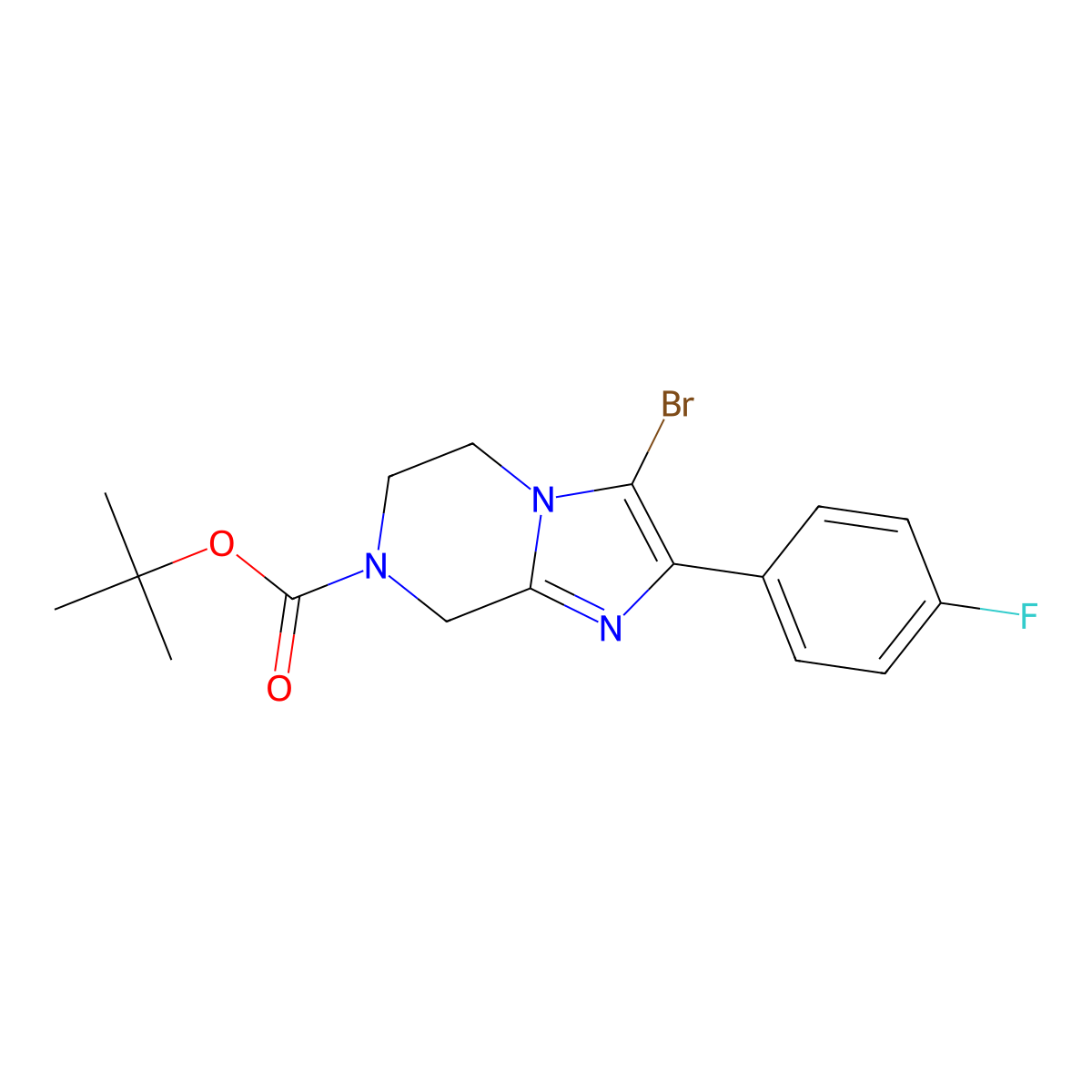 tert-butyl 3-bromo-2-(4-fluorophenyl)-5,6-dihydroimidazo[1,2-a]pyrazine-7(8H)-carboxylate molecular structure, CAS 2001563-59-1