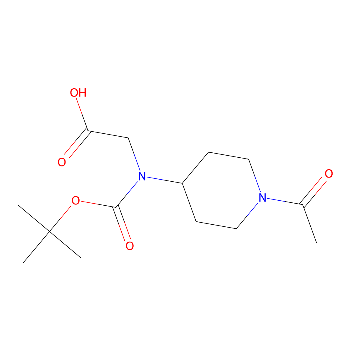 N-(1-acetylpiperidin-4-yl)-N-(tert-butoxycarbonyl)glycine molecular structure, CAS 2001596-54-7