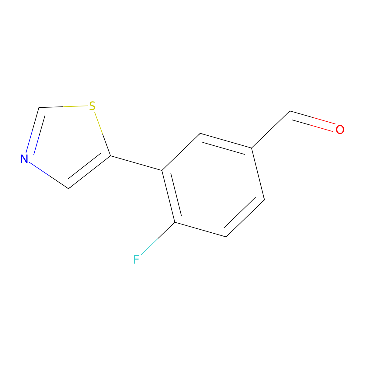 4-Fluoro-3-(1,3-thiazol-5-yl)benzaldehyde molecular structure, CAS 2001681-34-9