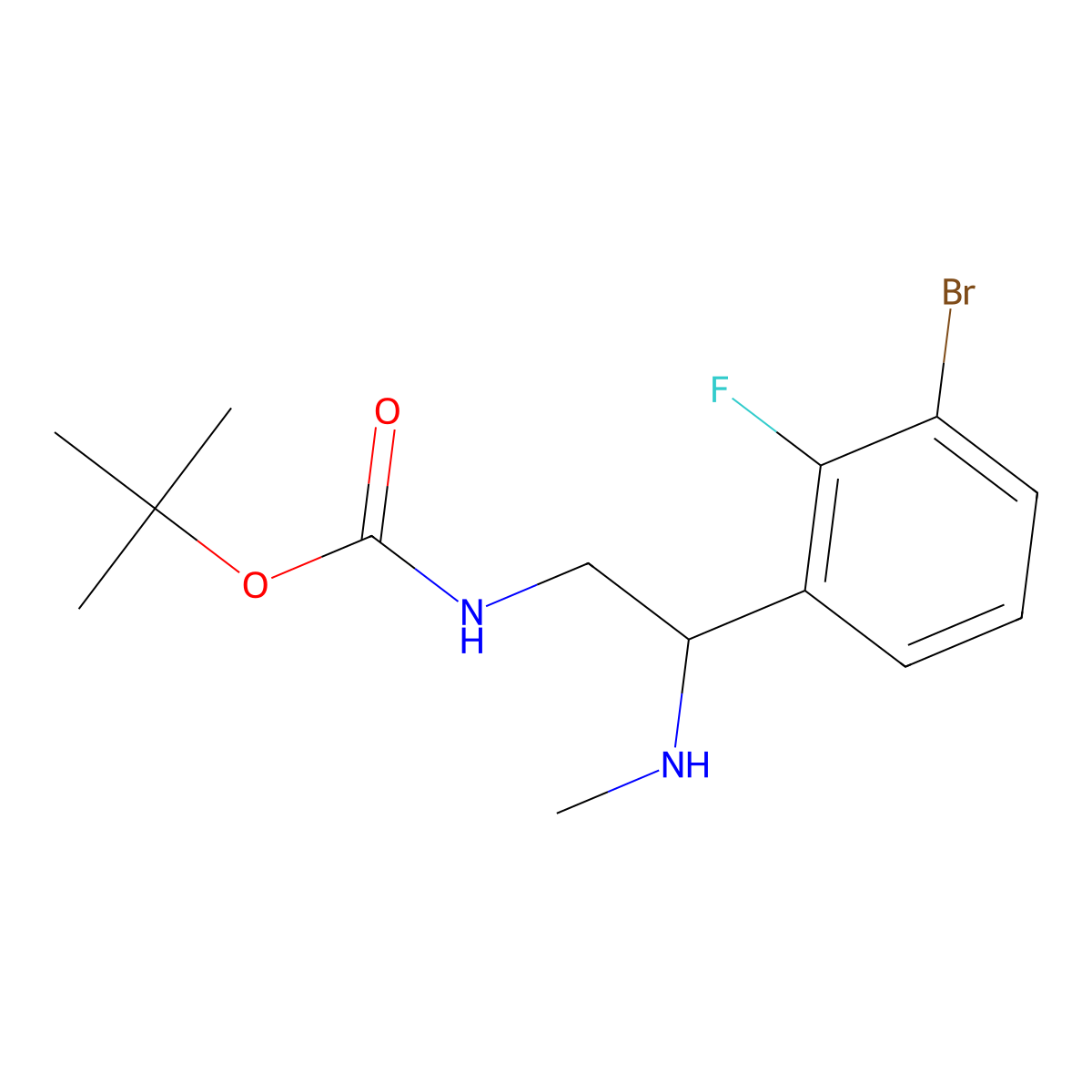 tert-butyl N-[2-(3-bromo-2-fluorophenyl)-2-(methylamino)ethyl]carbamate molecular structure, CAS 2001740-40-3