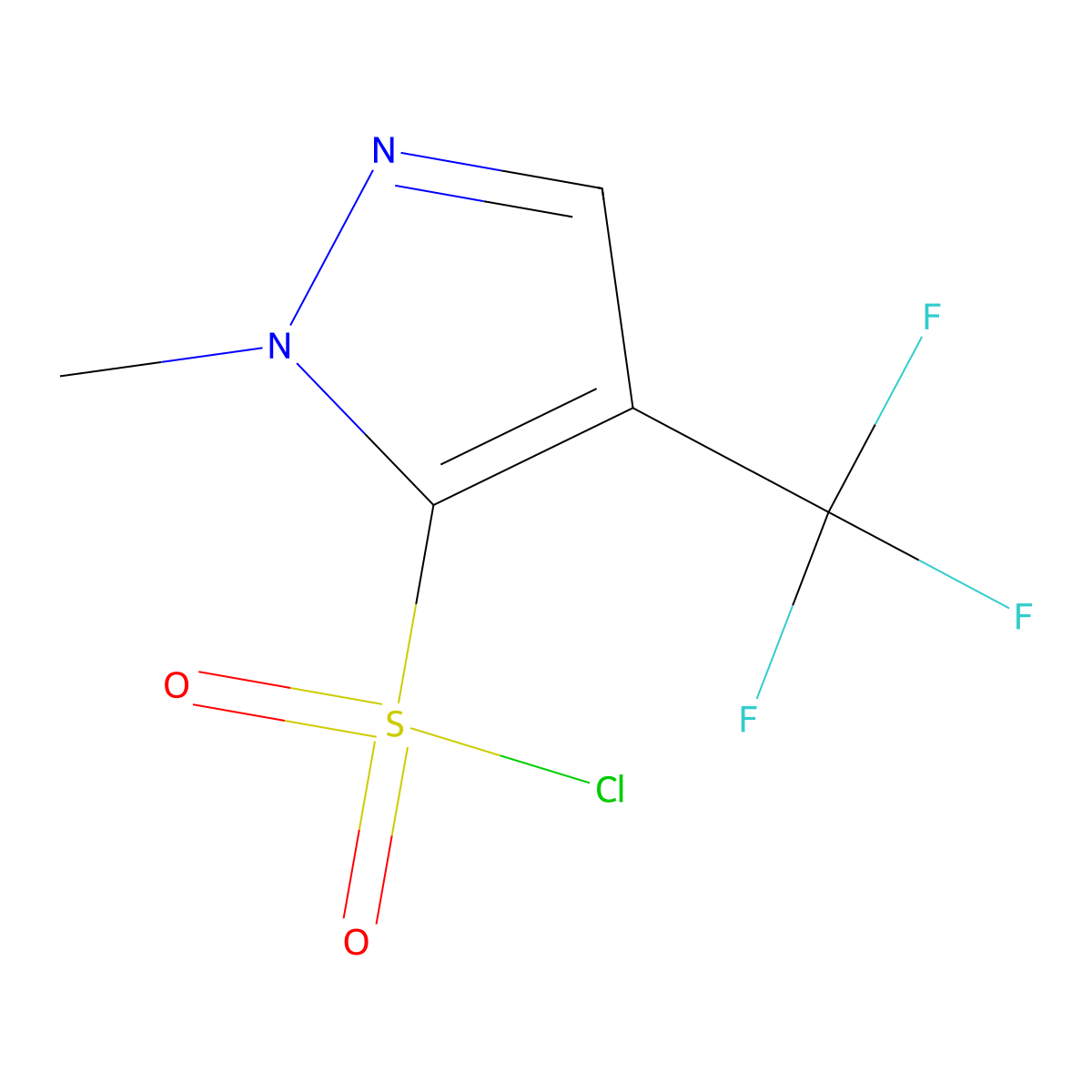 1-methyl-4-(trifluoromethyl)-1H-pyrazole-5-sulfonyl chloride molecular structure, CAS 2001746-01-4
