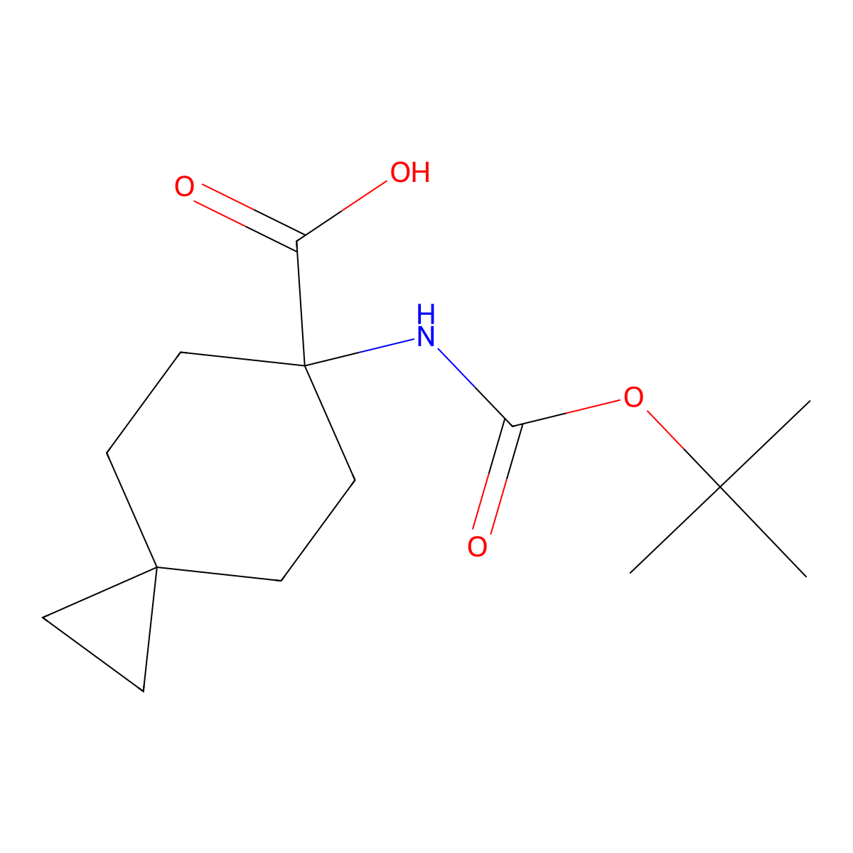 6-[(2-Methylpropan-2-yl)oxycarbonylamino]spiro[2.5]octane-6-carboxylic acid molecular structure, CAS 2001817-15-6