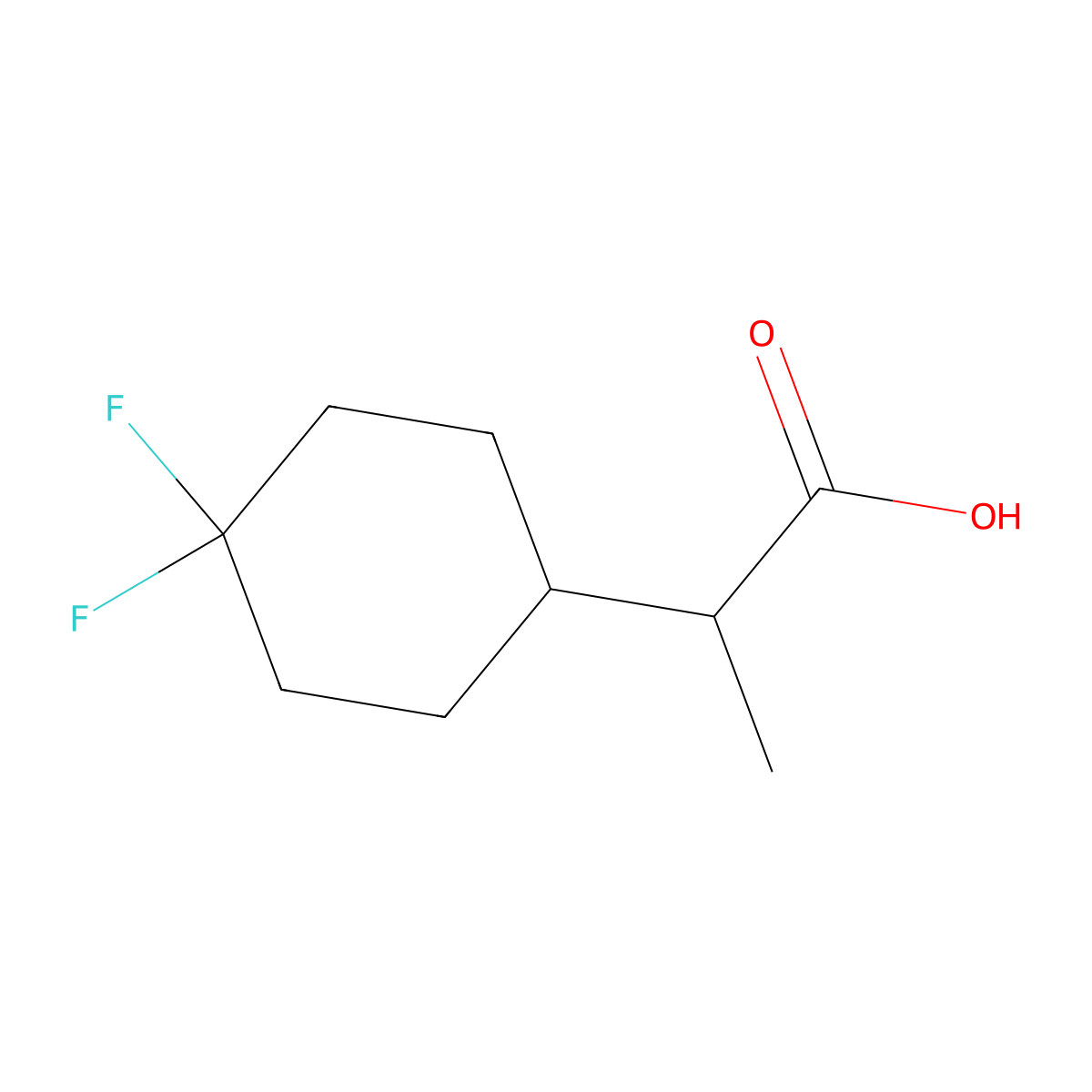 2-(4,4-Difluorocyclohexyl)propanoic acid molecular structure, CAS 2001873-03-4