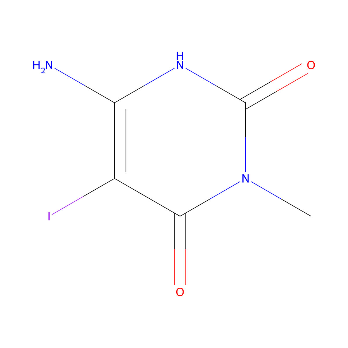 6-Amino-5-iodo-3-methyl-1,2,3,4-tetrahydropyrimidine-2,4-dione molecular structure, CAS 200190-40-5