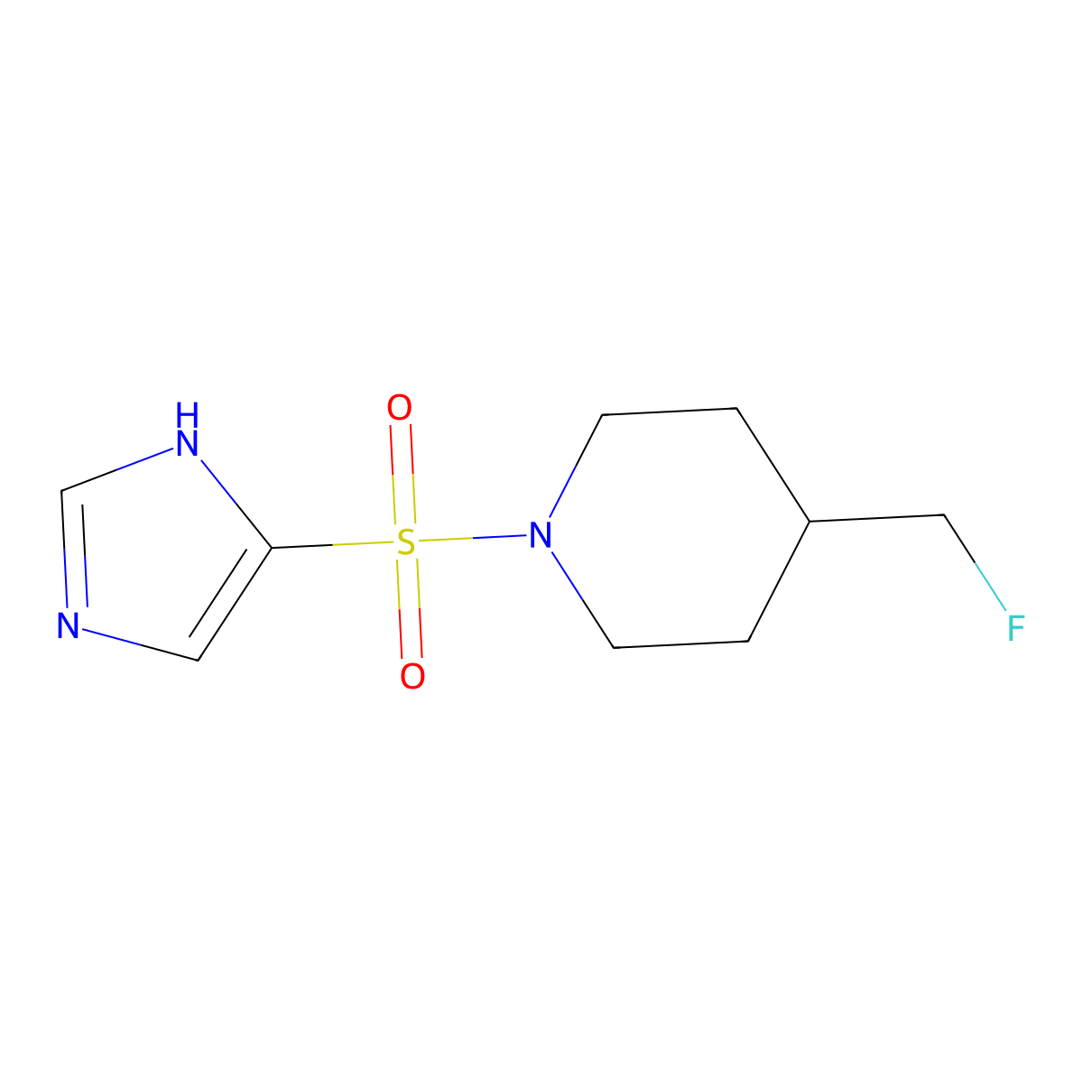 4-(fluoromethyl)-1-(1H-imidazole-4-sulfonyl)piperidine molecular structure, CAS 2001944-13-2