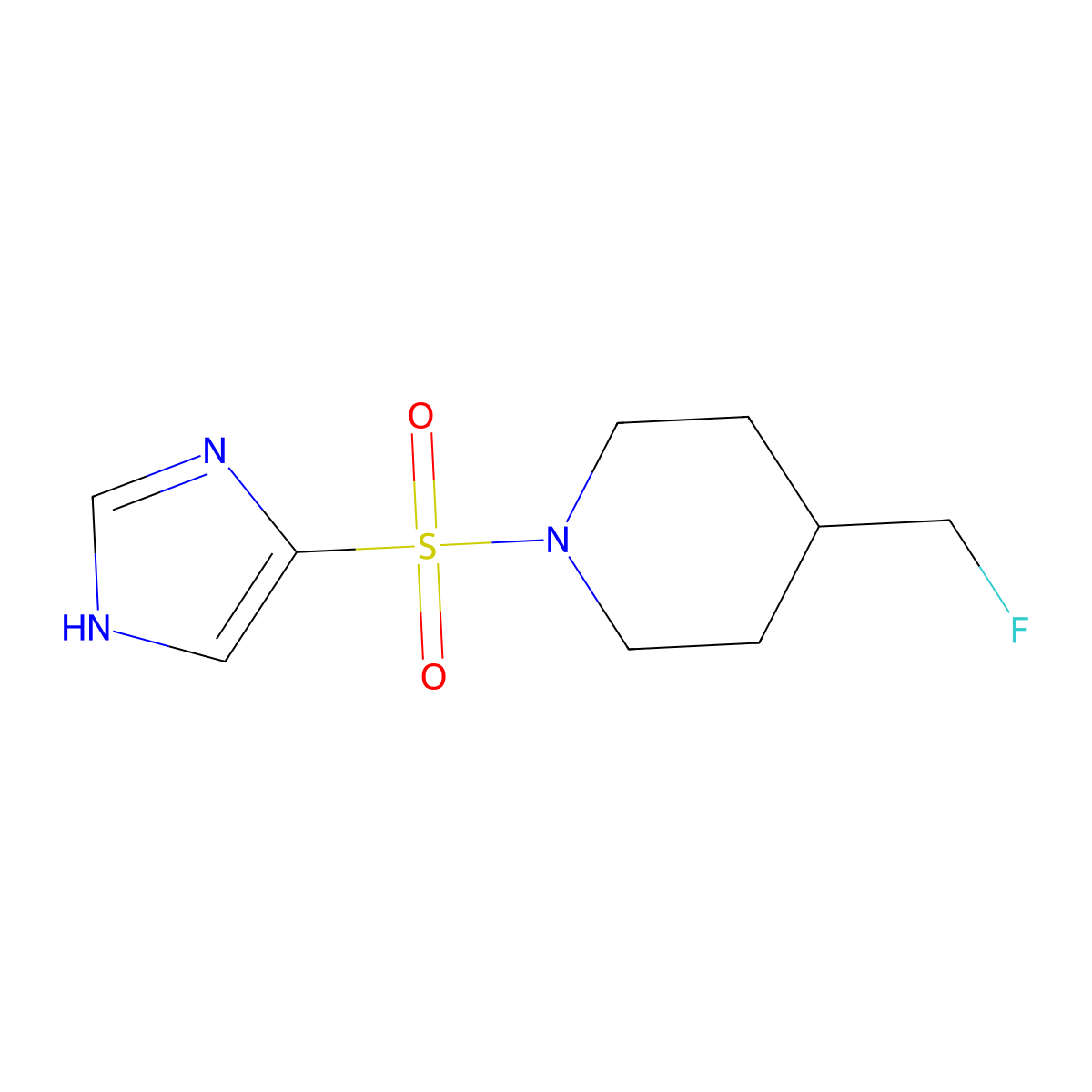 4-(fluoromethyl)-1-(1H-imidazole-4-sulfonyl)piperidine molecular structure, CAS 2001944-13-2