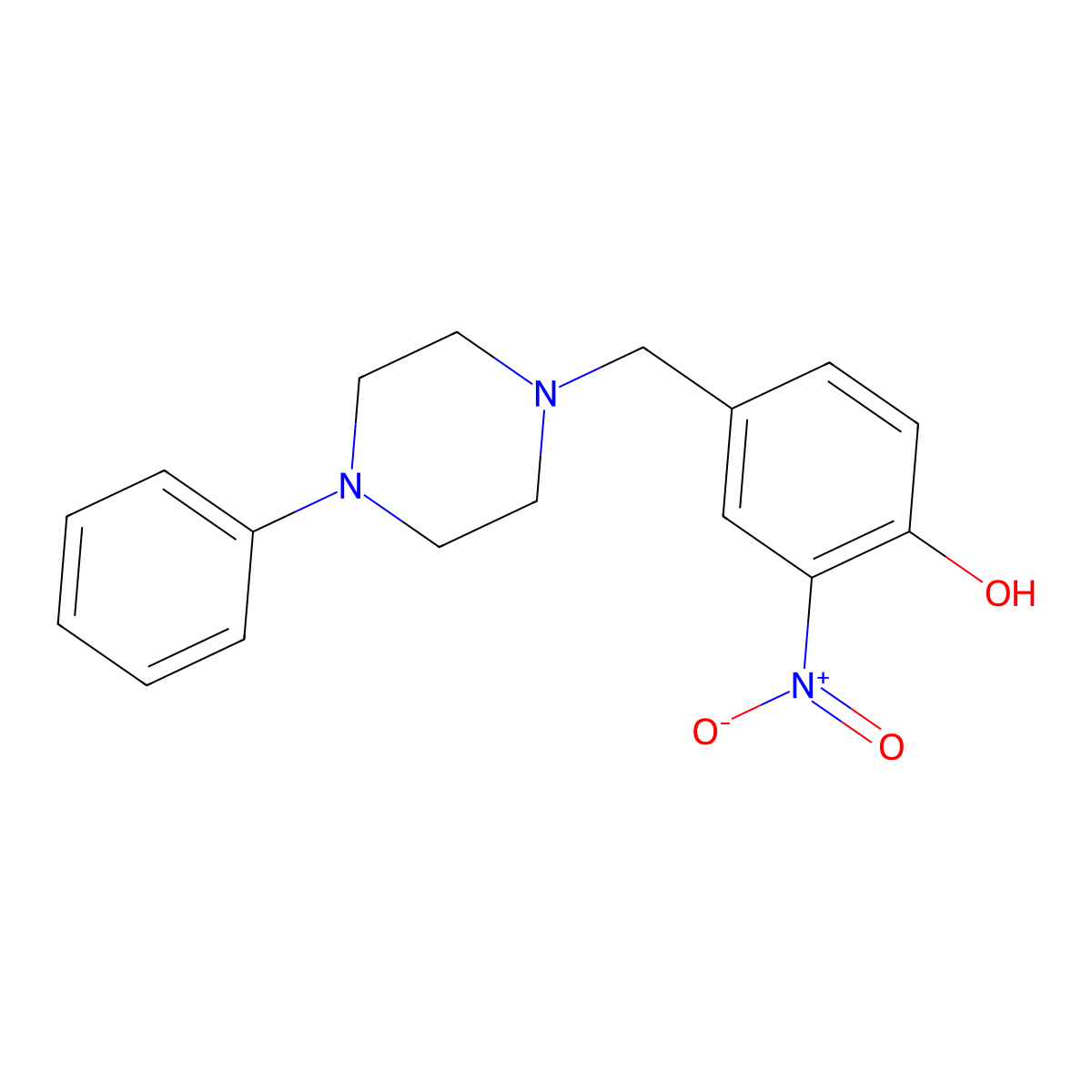 2-Nitro-4-[(4-phenylpiperazin-1-yl)methyl]phenol molecular structure, CAS 200195-21-7