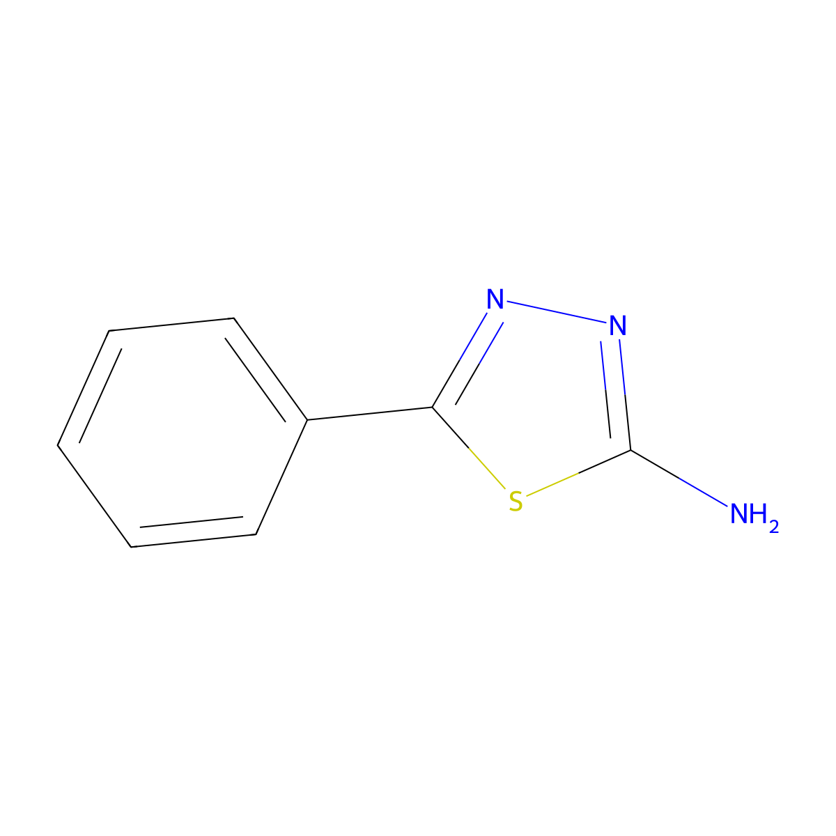 2-Amino-5-phenyl-1,3,4-thiadiazole molecular structure, CAS 2002-03-1