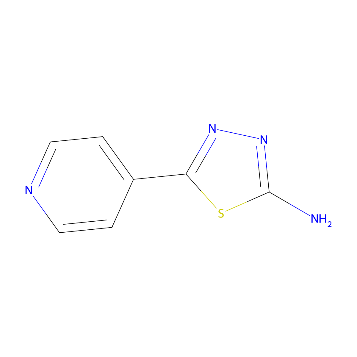 2-Amino-5-(4-pyridyl)-1,3,4-thiadiazole molecular structure, CAS 2002-04-2